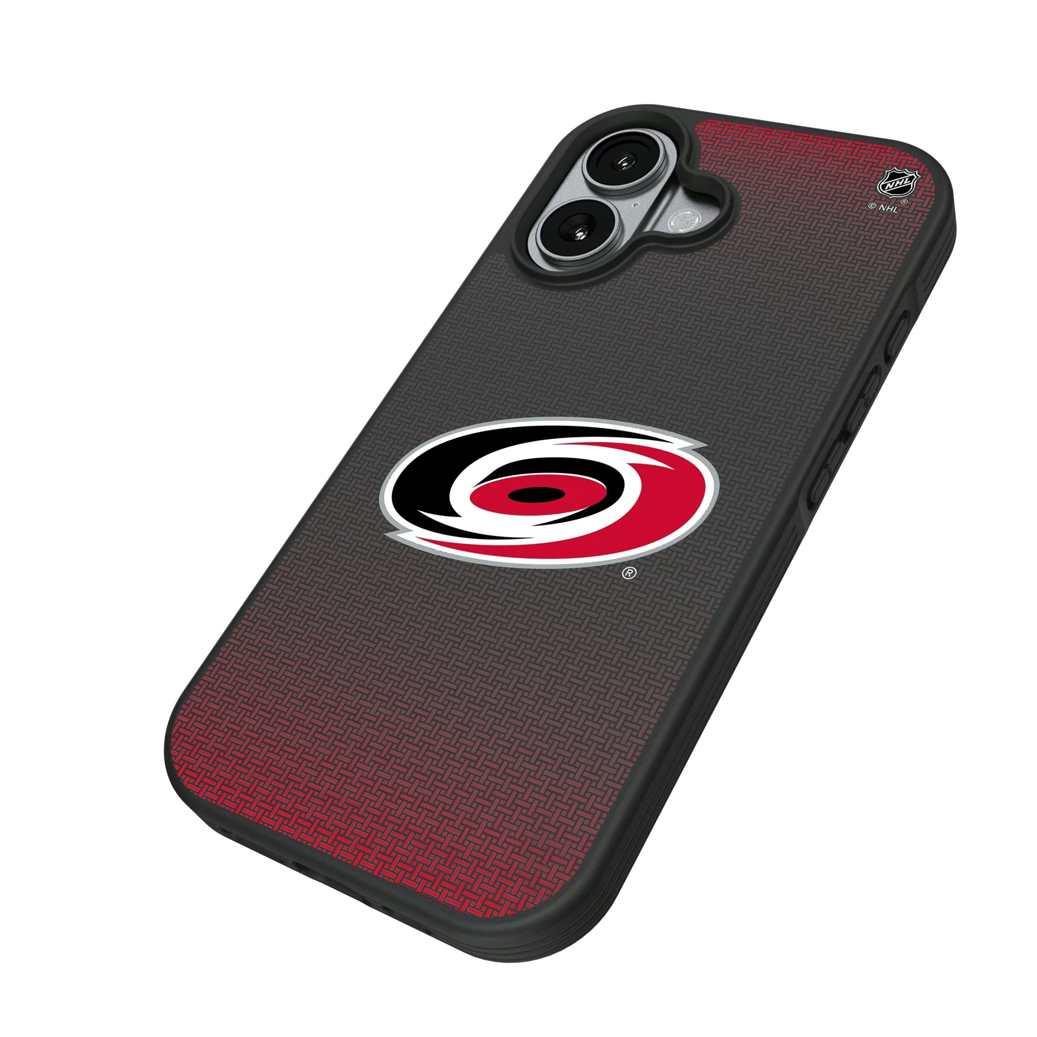 Carolina Hurricanes Linen iPhone Bump Phone Case for Apple iPhone - Isometric View#Device_iPhone 17