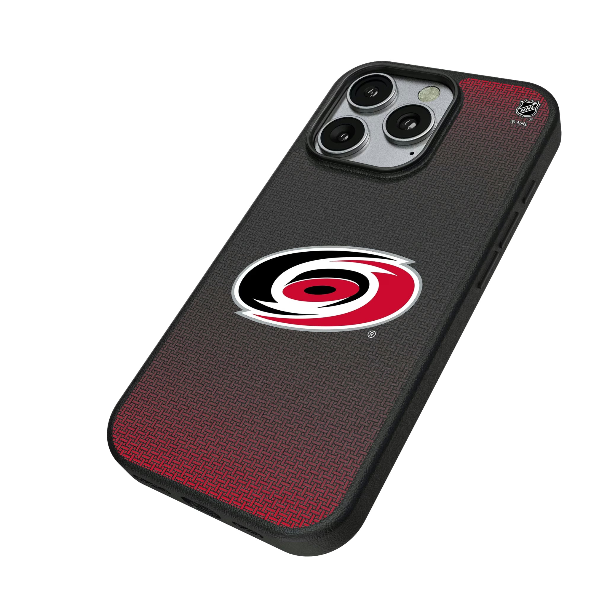 Carolina Hurricanes Linen iPhone MagSafe Compatible Phone Case for Apple iPhone - Isometric View