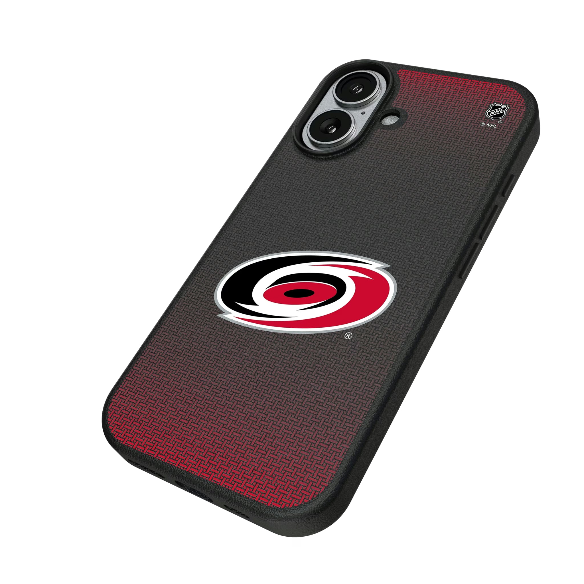 Carolina Hurricanes Linen iPhone MagSafe Compatible Phone Case for Apple iPhone - Isometric View#Device_iPhone 17