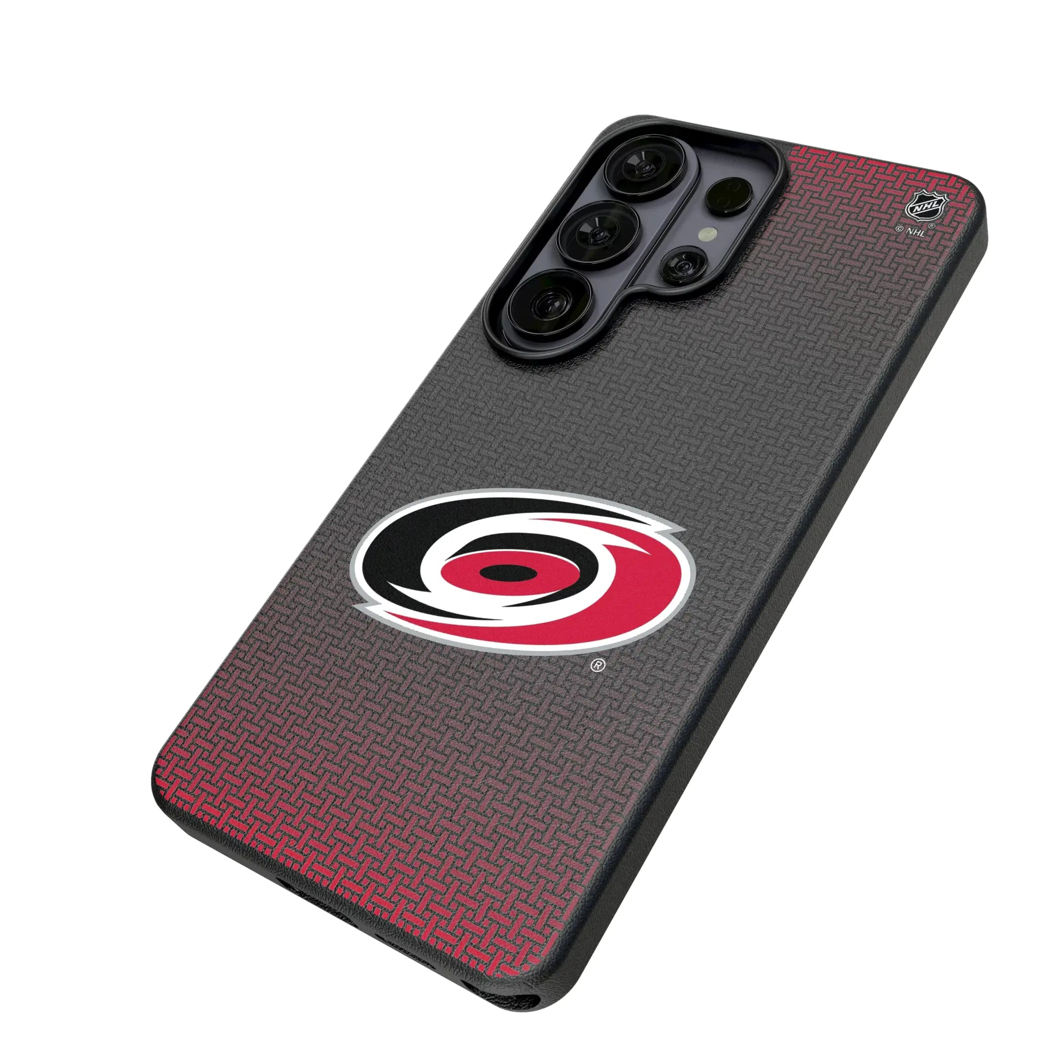 Carolina Hurricanes Linen Galaxy MagSafe Compatible Phone Case for Samsung Galaxy - Isometric View#Device_Galaxy S26 Ultra