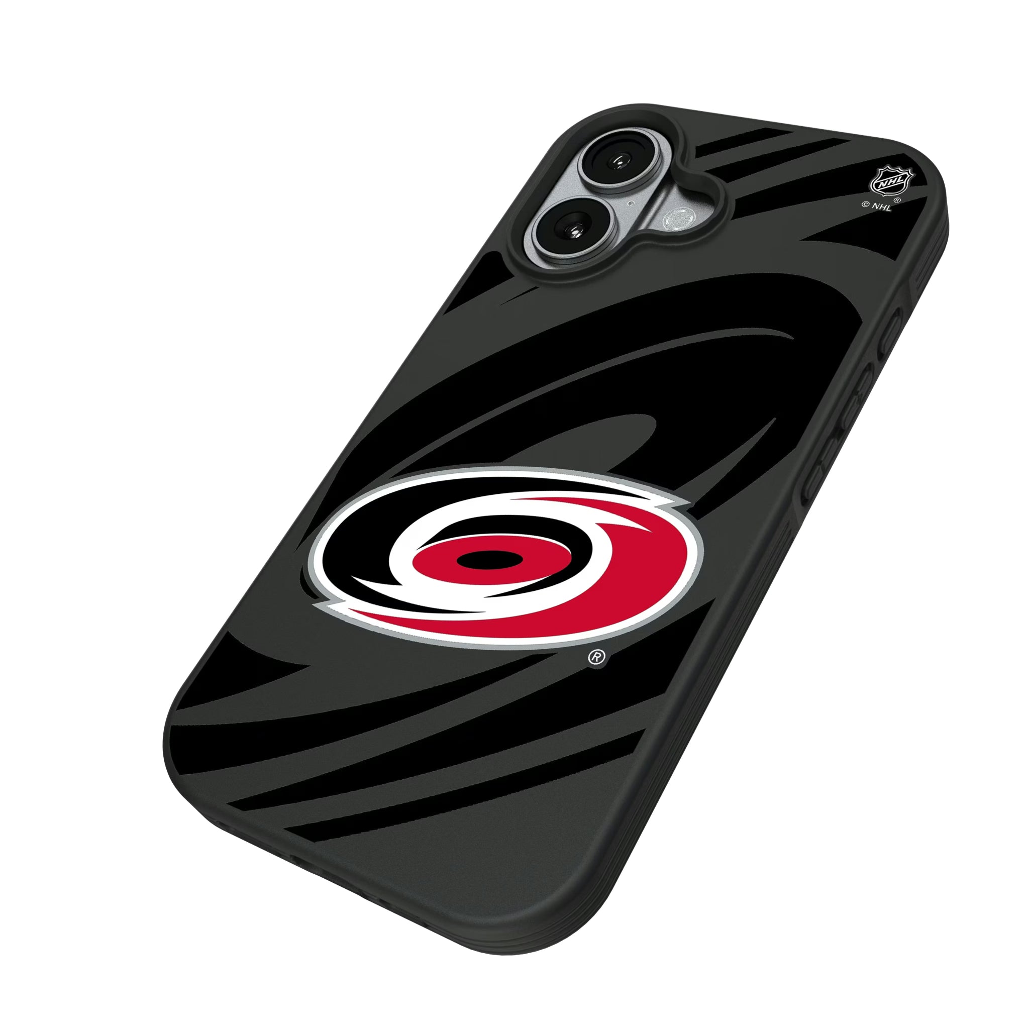 Carolina Hurricanes Monocolor Tilt iPhone Bump Phone Case for Apple iPhone - Isometric View#Device_iPhone 17
