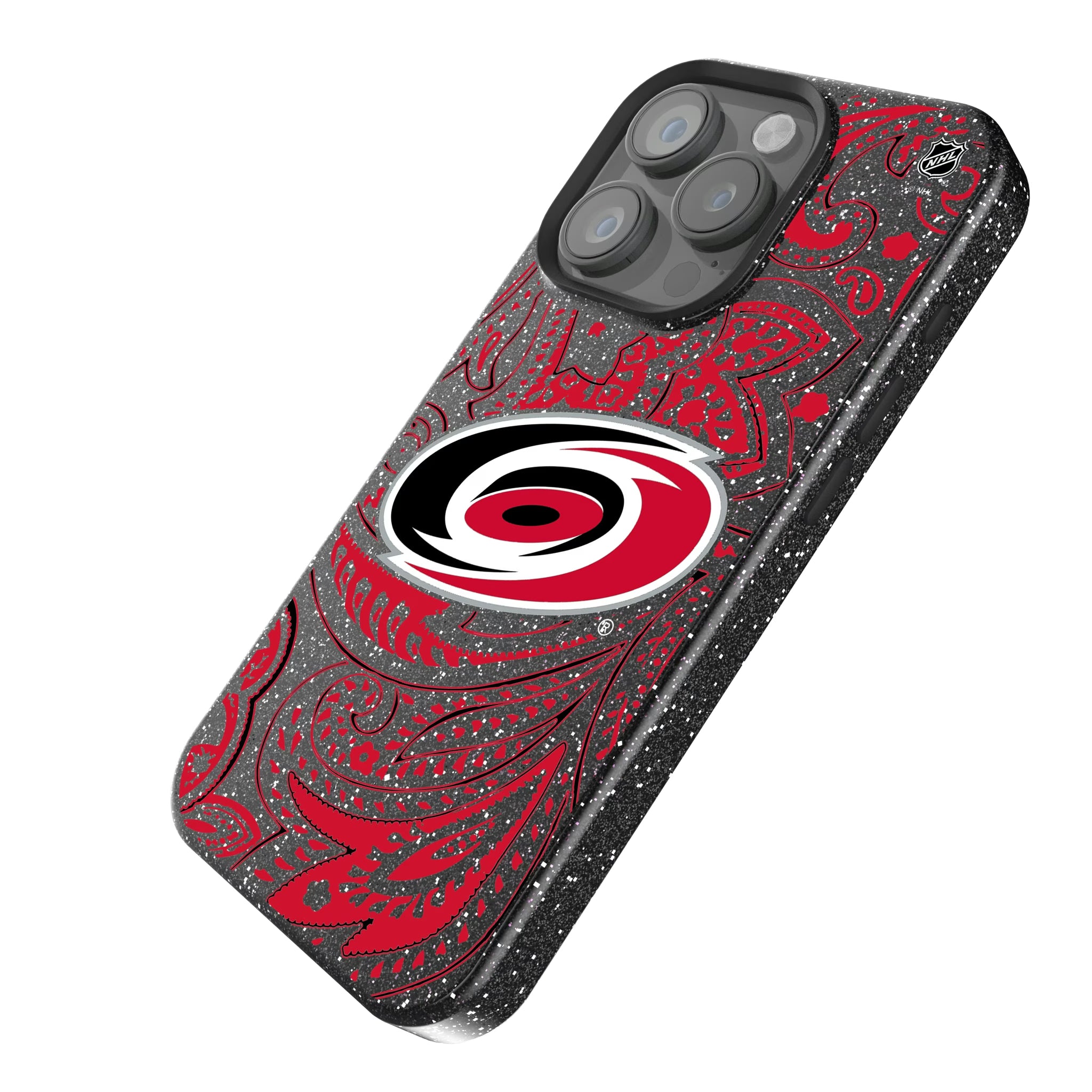 Carolina Hurricanes Paisley iPhone Bling Phone Case for Apple iPhone - Isometric View
