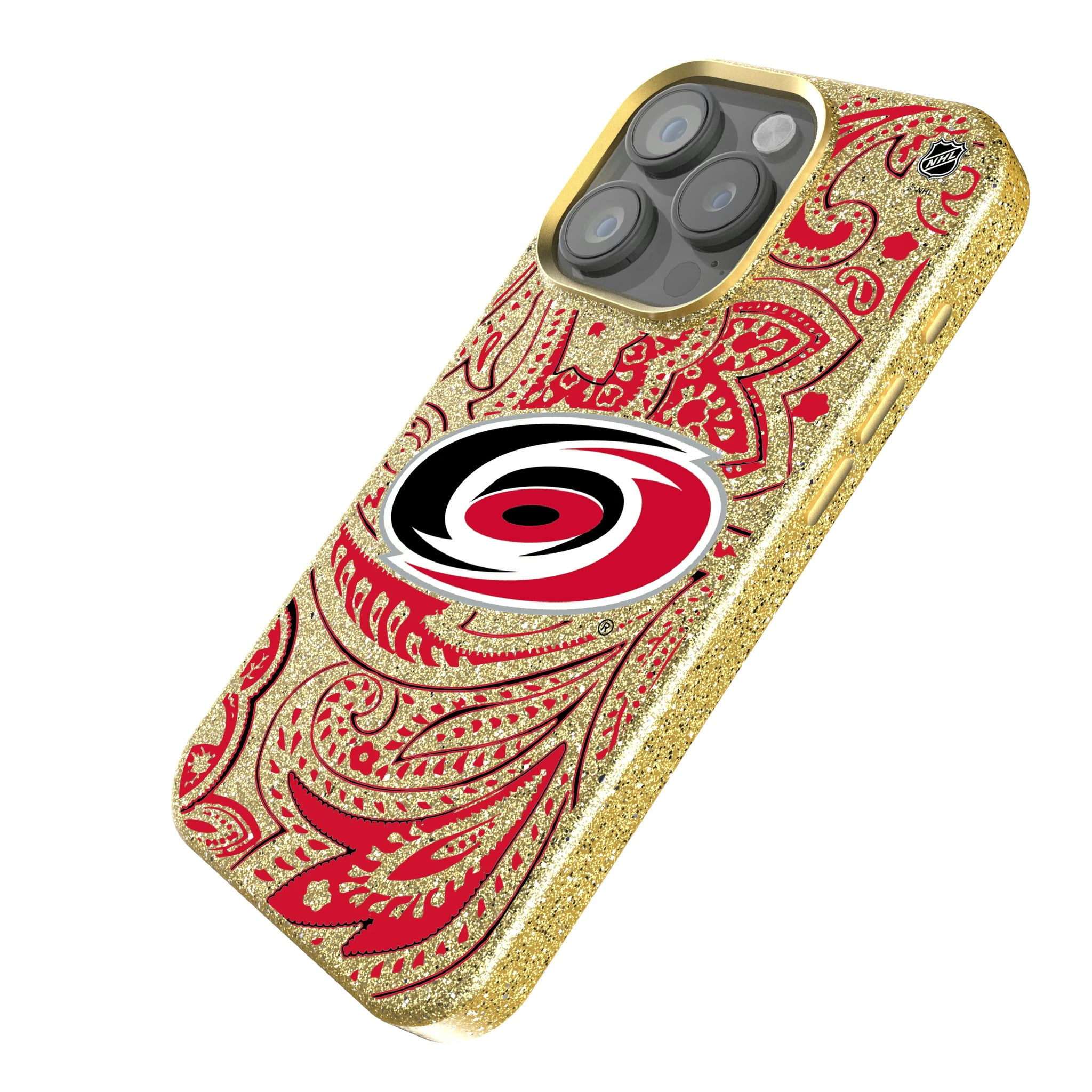Carolina Hurricanes Paisley iPhone Bling Phone Case for Apple iPhone - Isometric View