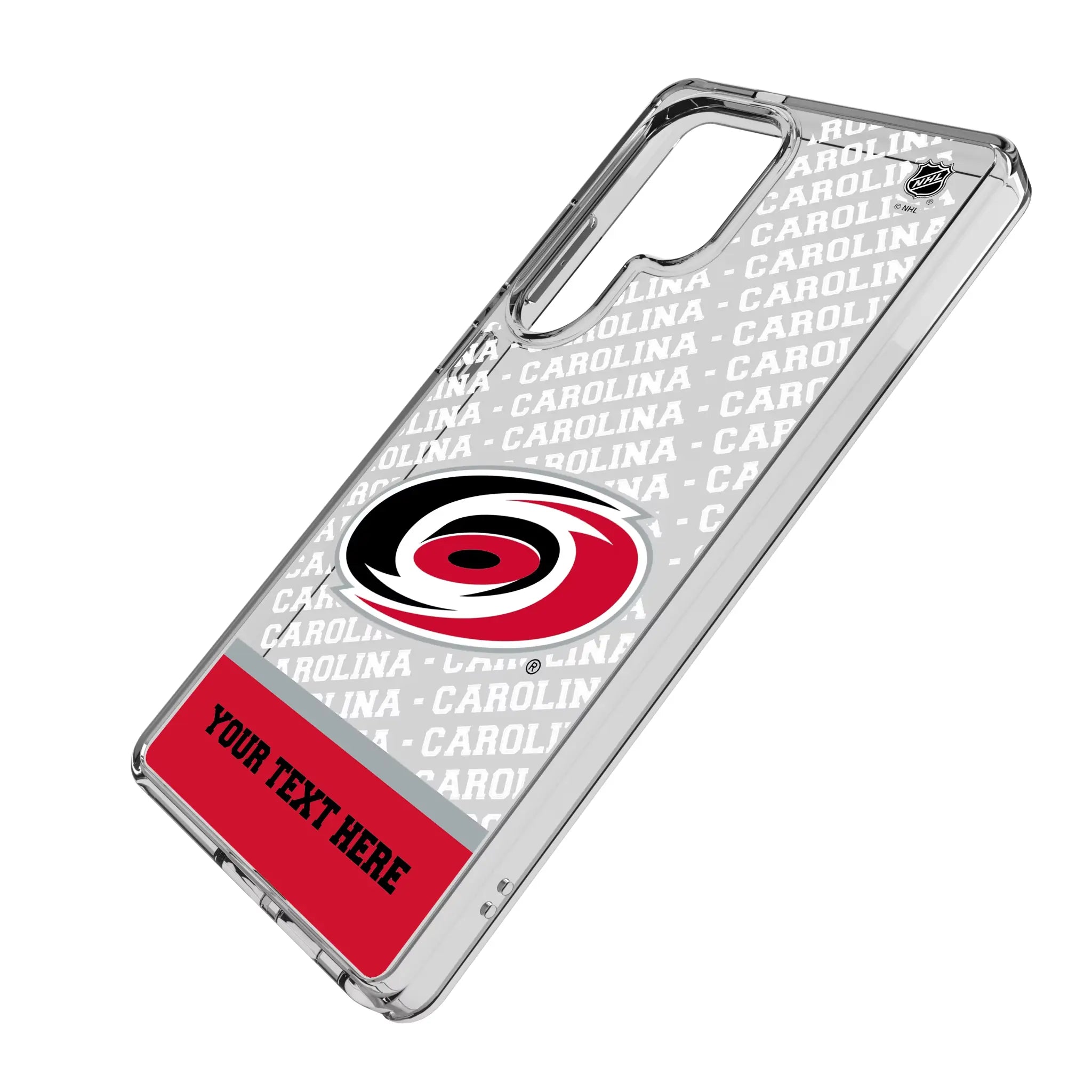Carolina Hurricanes Personalized EndZone Plus Galaxy Clear Phone Case for Samsung Galaxy - Isometric View#Device_Galaxy S25 Ultra