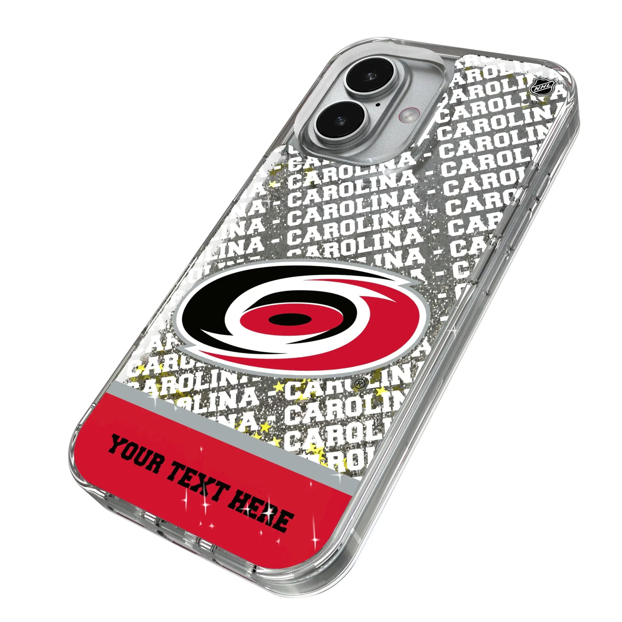 Carolina Hurricanes Personalized EndZone Plus iPhone Glitter Phone Case for Apple iPhone - Isometric View