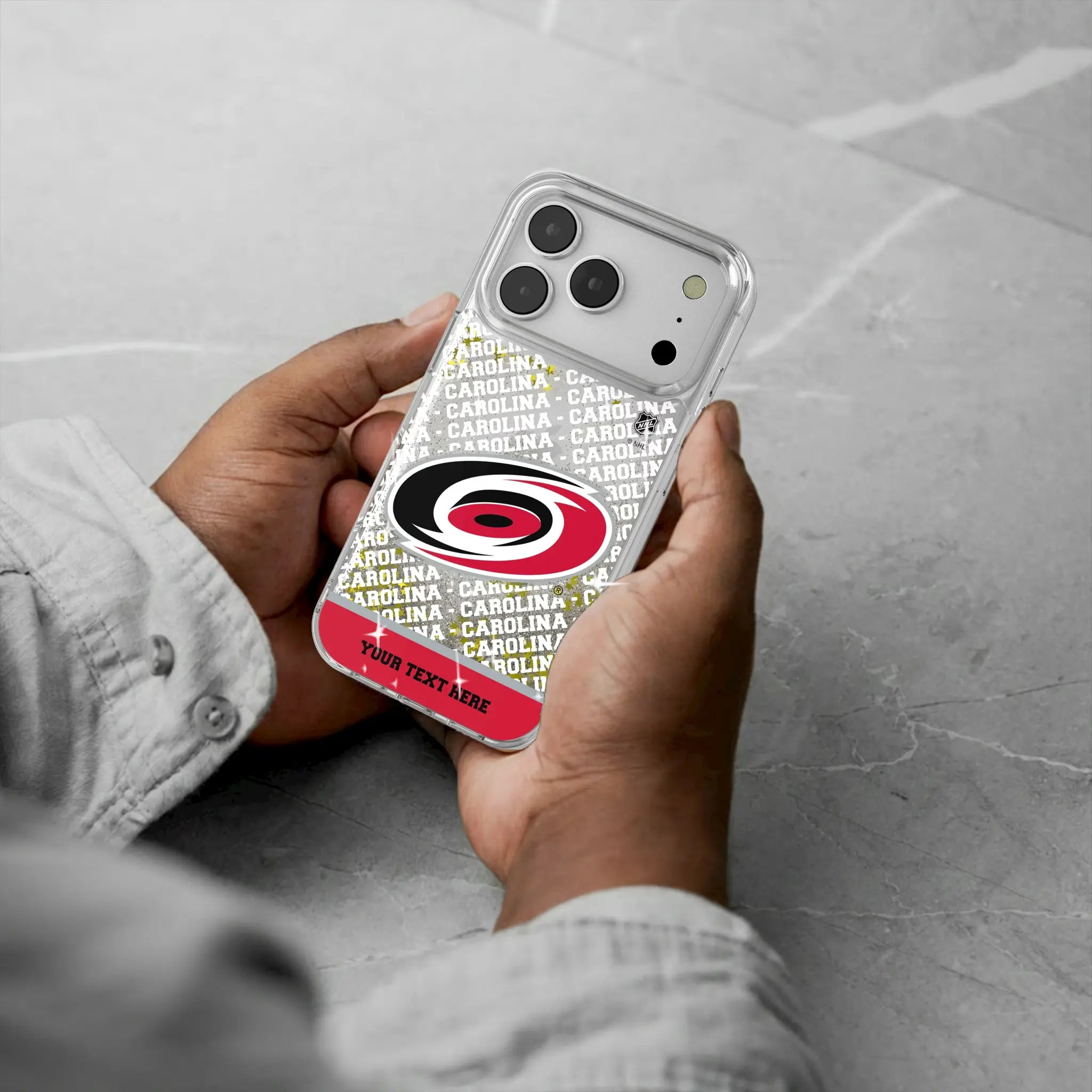 Carolina Hurricanes Personalized EndZone Plus iPhone Glitter Phone Case for Apple iPhone - Lifestyle#Device_iPhone 17 Pro