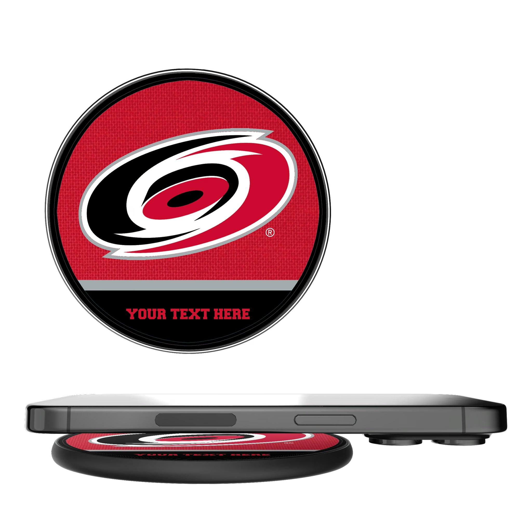Carolina Hurricanes Personalized Endzone Solid 15-Watt Wireless Charger