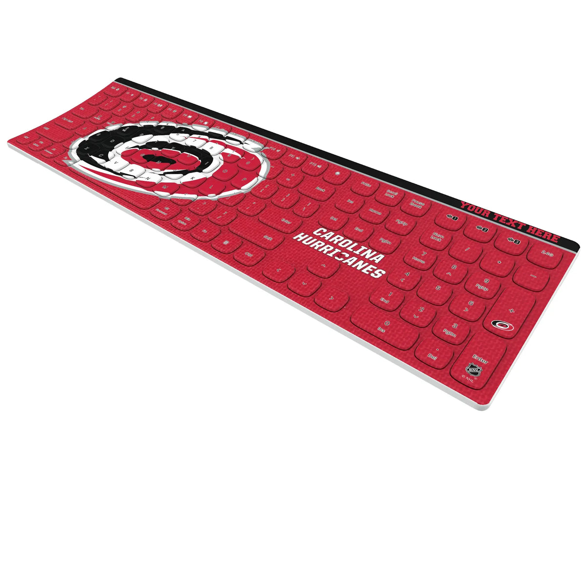 Carolina Hurricanes Personalized Endzone Solid KKB605 Curved Wireless Keyboard - Isometric View