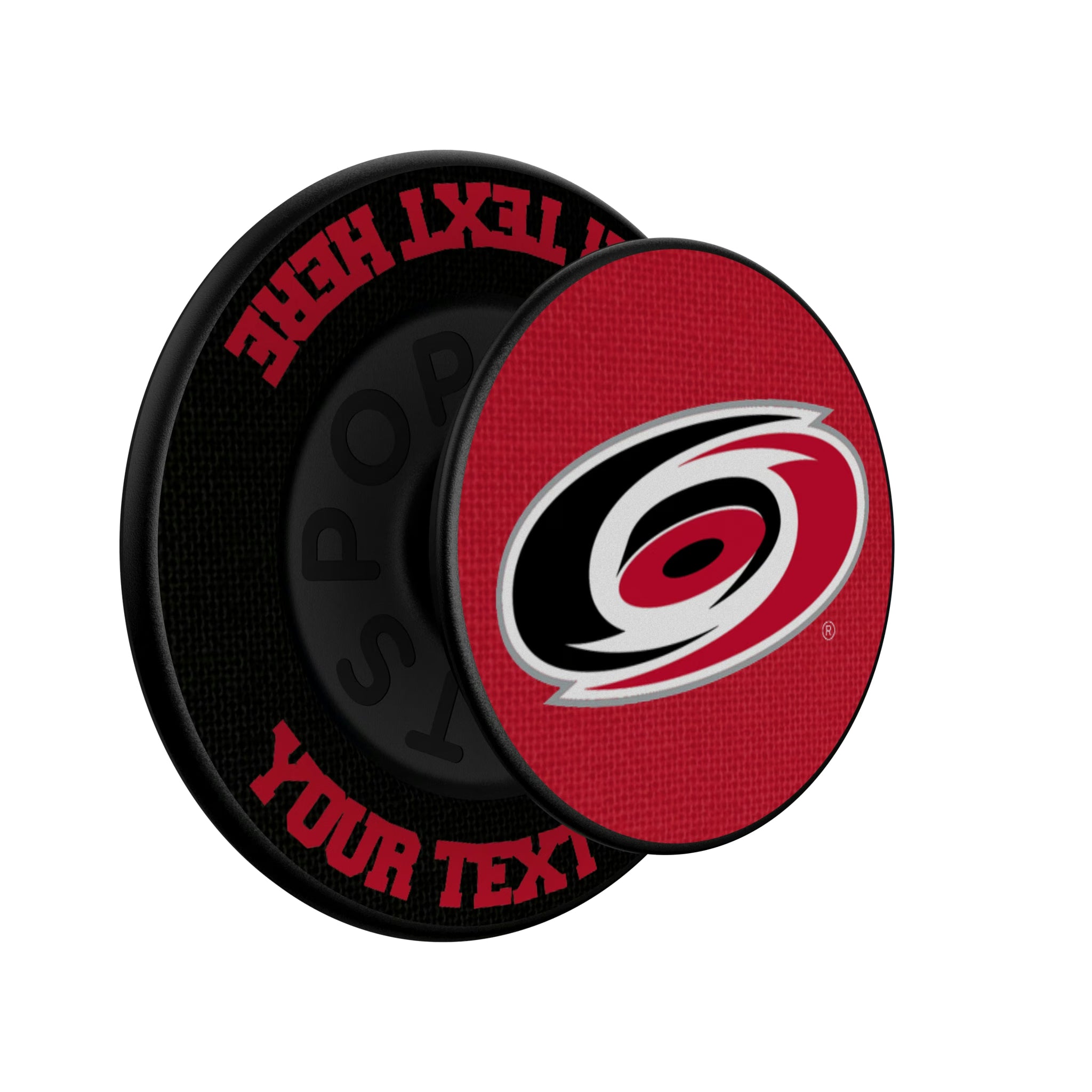 Carolina Hurricanes Personalized Endzone Solid Popsockets Round Magnetic - Isometric View
