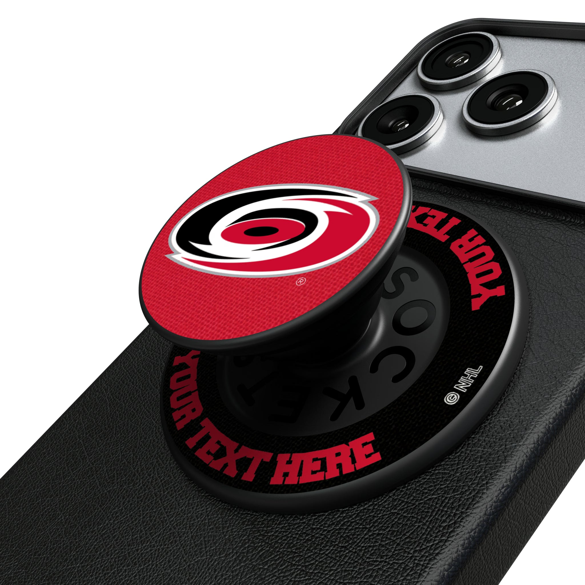 Carolina Hurricanes Personalized Endzone Solid Popsockets Round Magnetic