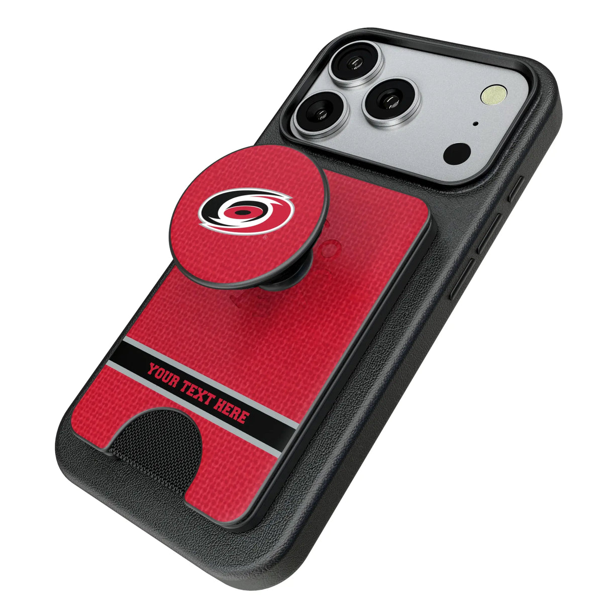 Carolina Hurricanes Personalized Endzone Solid Popsockets Wallet Magnetic - Isometric View