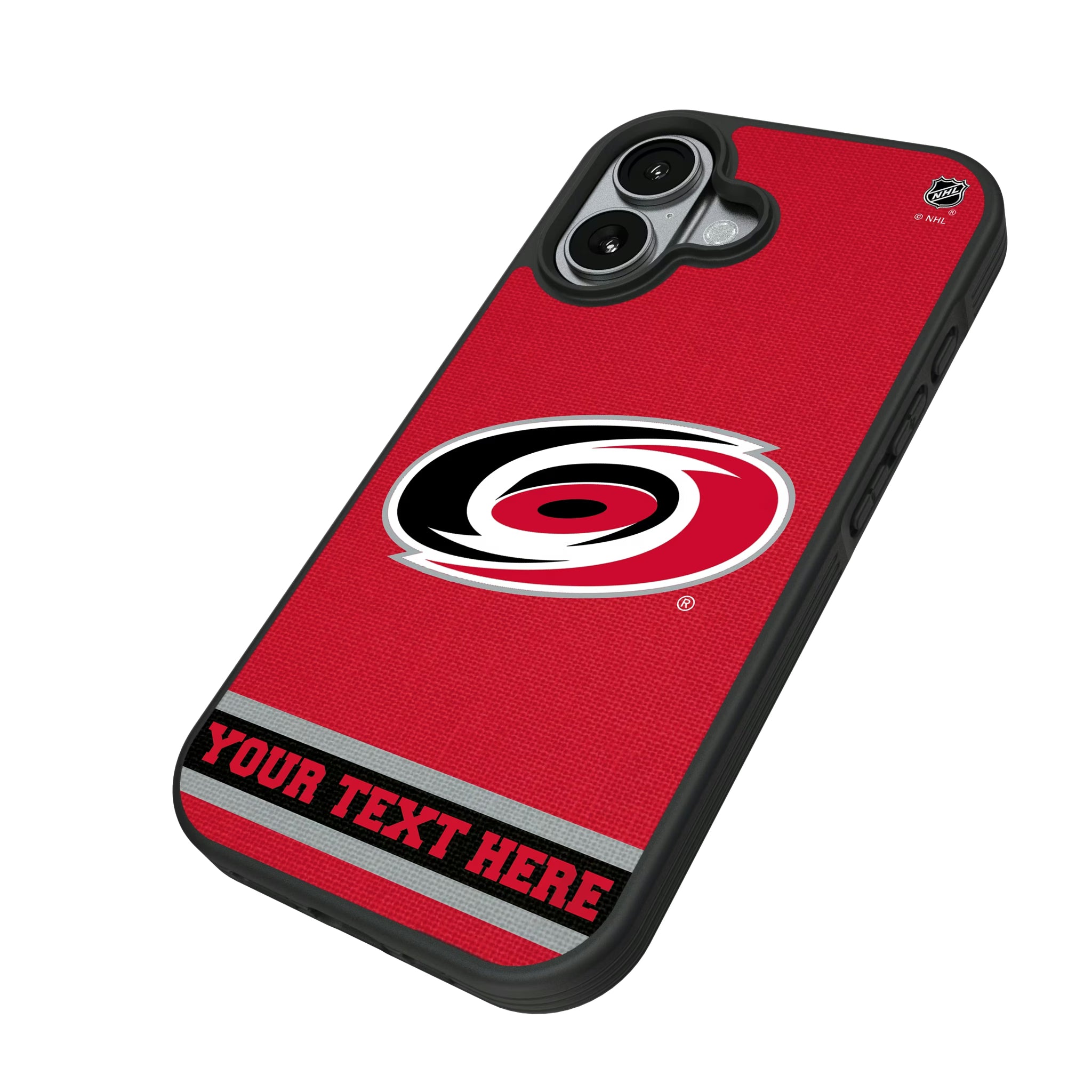 Carolina Hurricanes Personalized Stripe iPhone Bump Phone Case for Apple iPhone - Isometric View#Device_iPhone 17