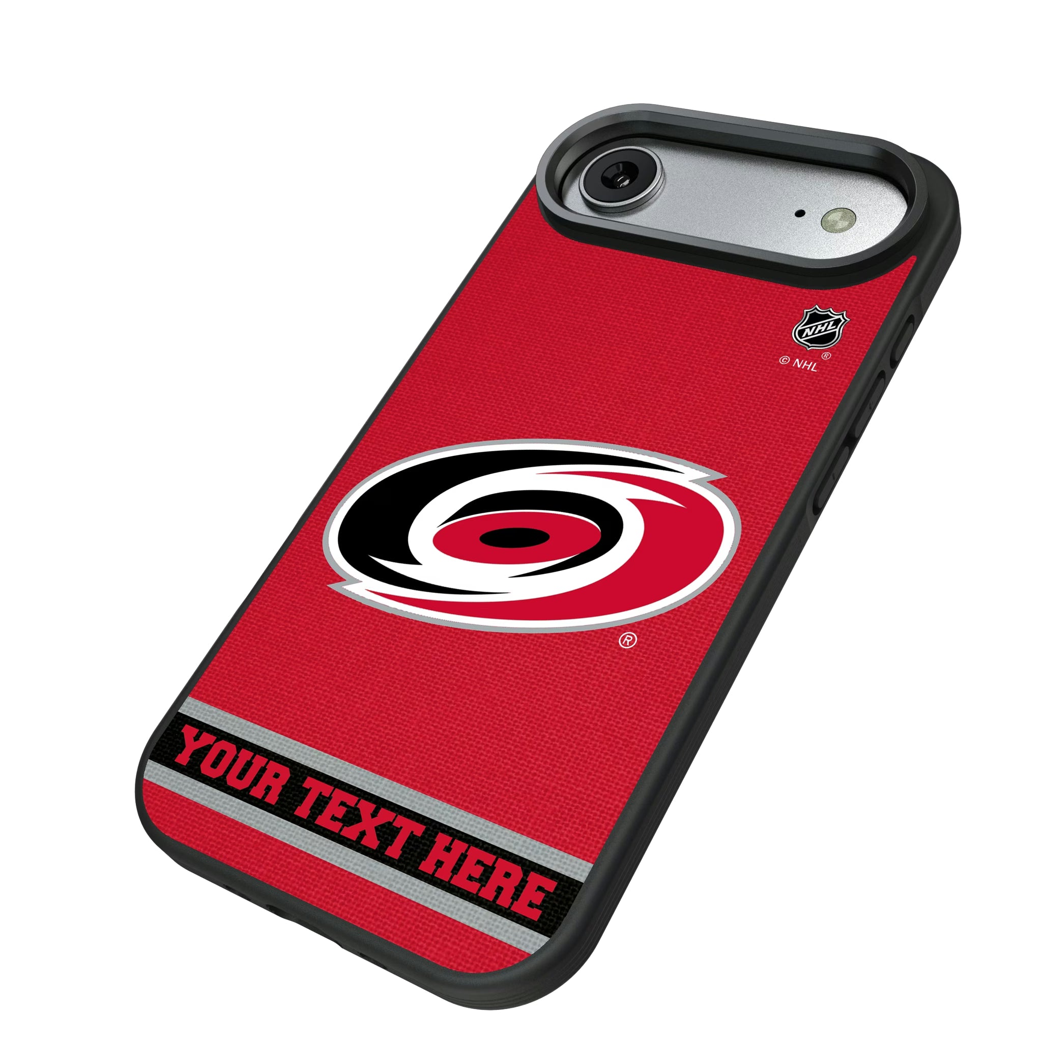 Carolina Hurricanes Personalized Stripe iPhone Bump Phone Case for Apple iPhone - Isometric View#Device_iPhone Air
