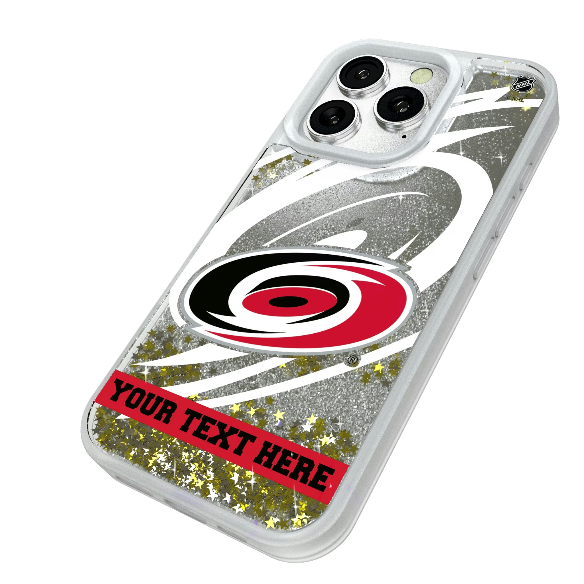 Carolina Hurricanes Personalized Tilt iPhone Glitter Phone Case for Apple iPhone - Isometric View#Device_iPhone 16 Pro