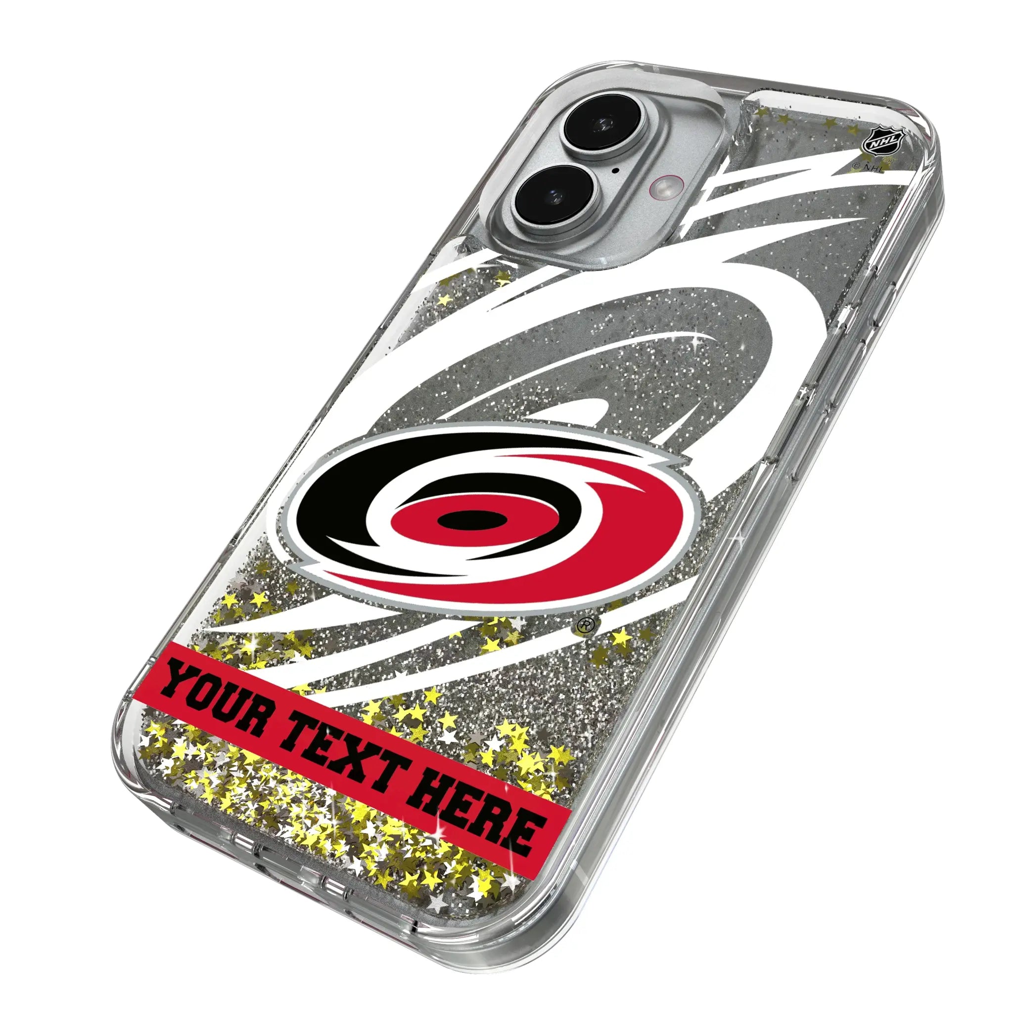Carolina Hurricanes Personalized Tilt iPhone Glitter Phone Case for Apple iPhone - Isometric View