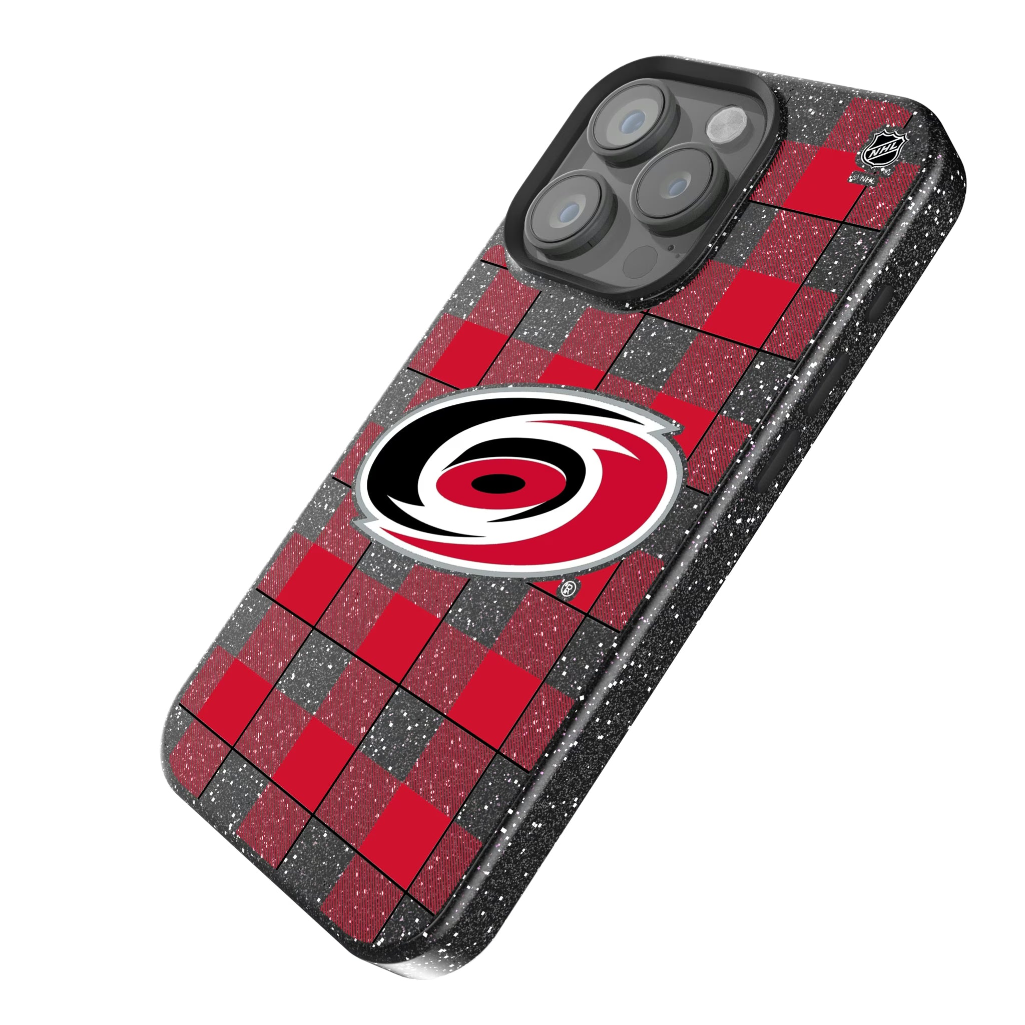 Carolina Hurricanes Plaid iPhone Bling Phone Case for Apple iPhone - Isometric View