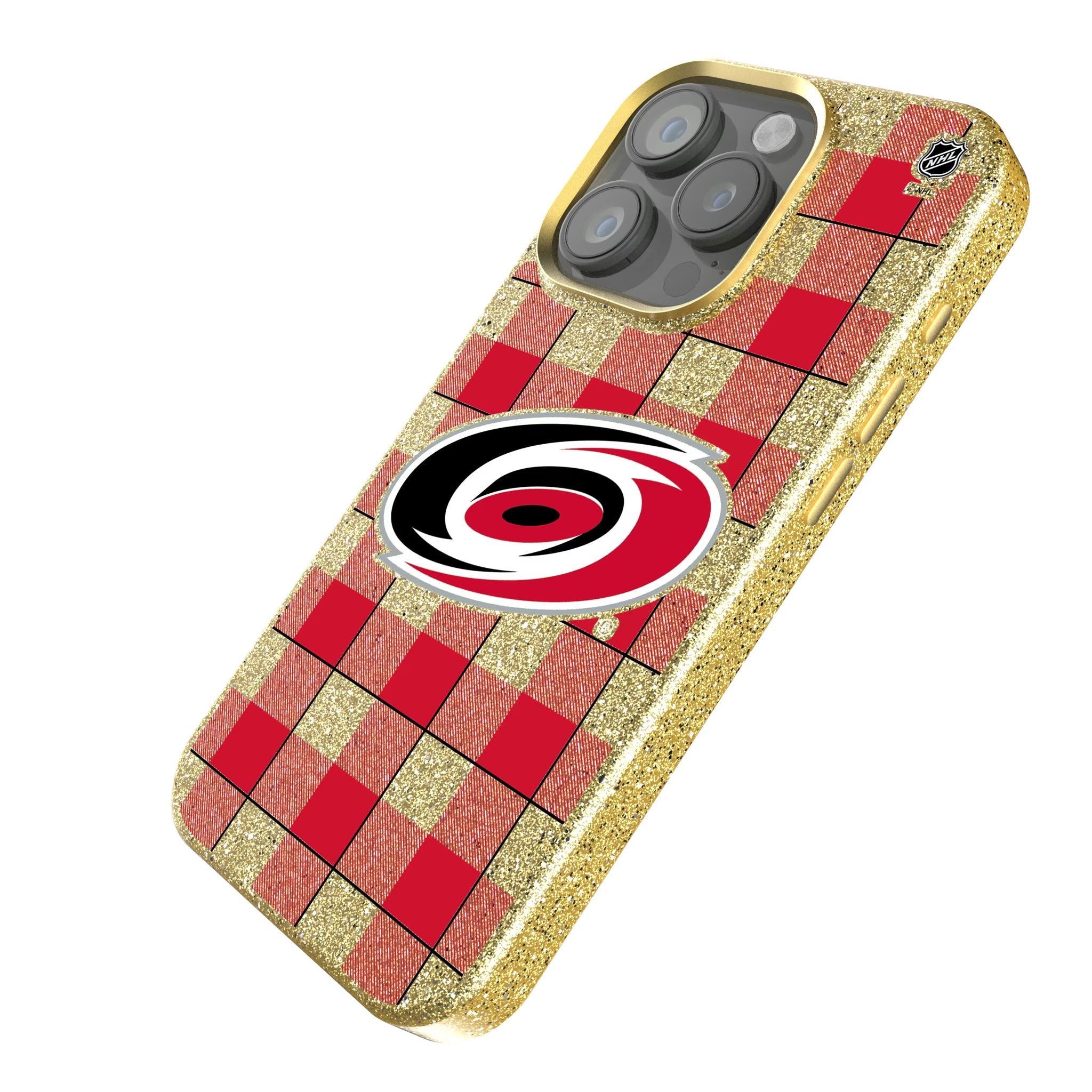 Carolina Hurricanes Plaid iPhone Bling Phone Case for Apple iPhone - Isometric View