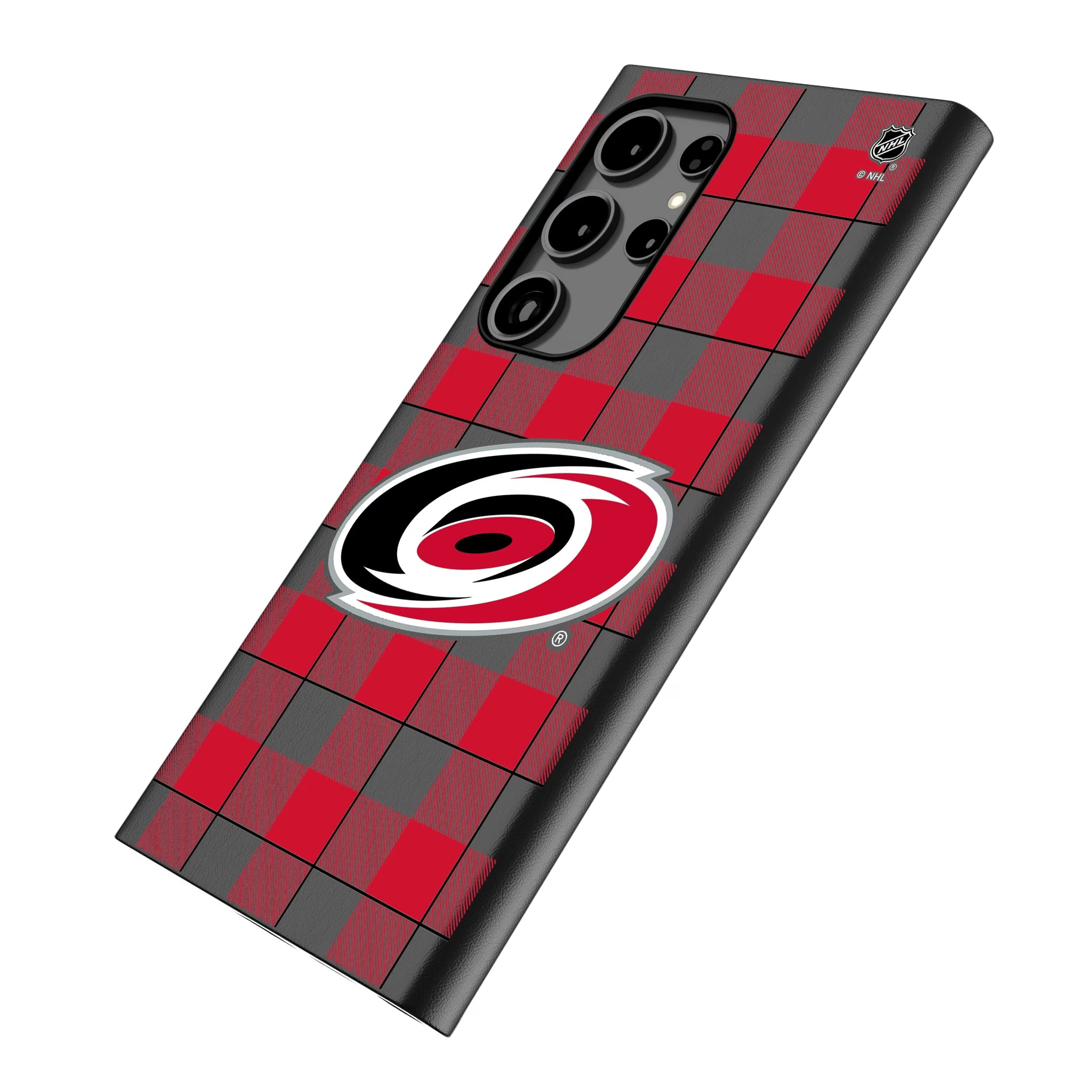 Carolina Hurricanes Plaid Galaxy MagSafe Compatible Phone Case for Samsung Galaxy - Isometric View