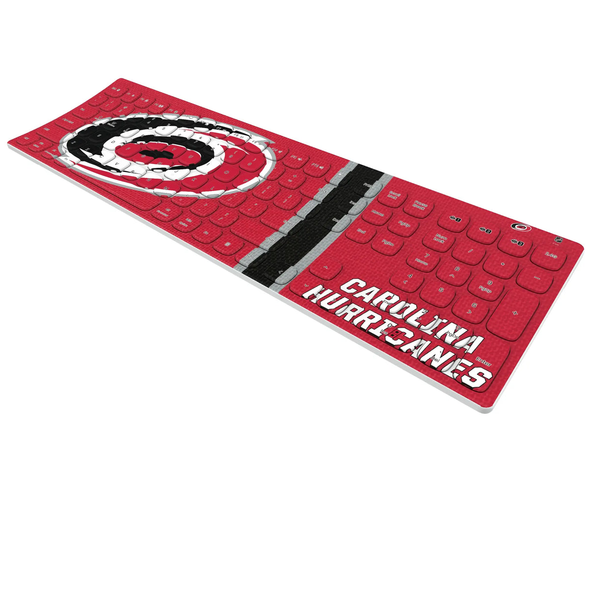 Carolina Hurricanes Stripe KKB605 Curved Wireless Keyboard - Isometric View