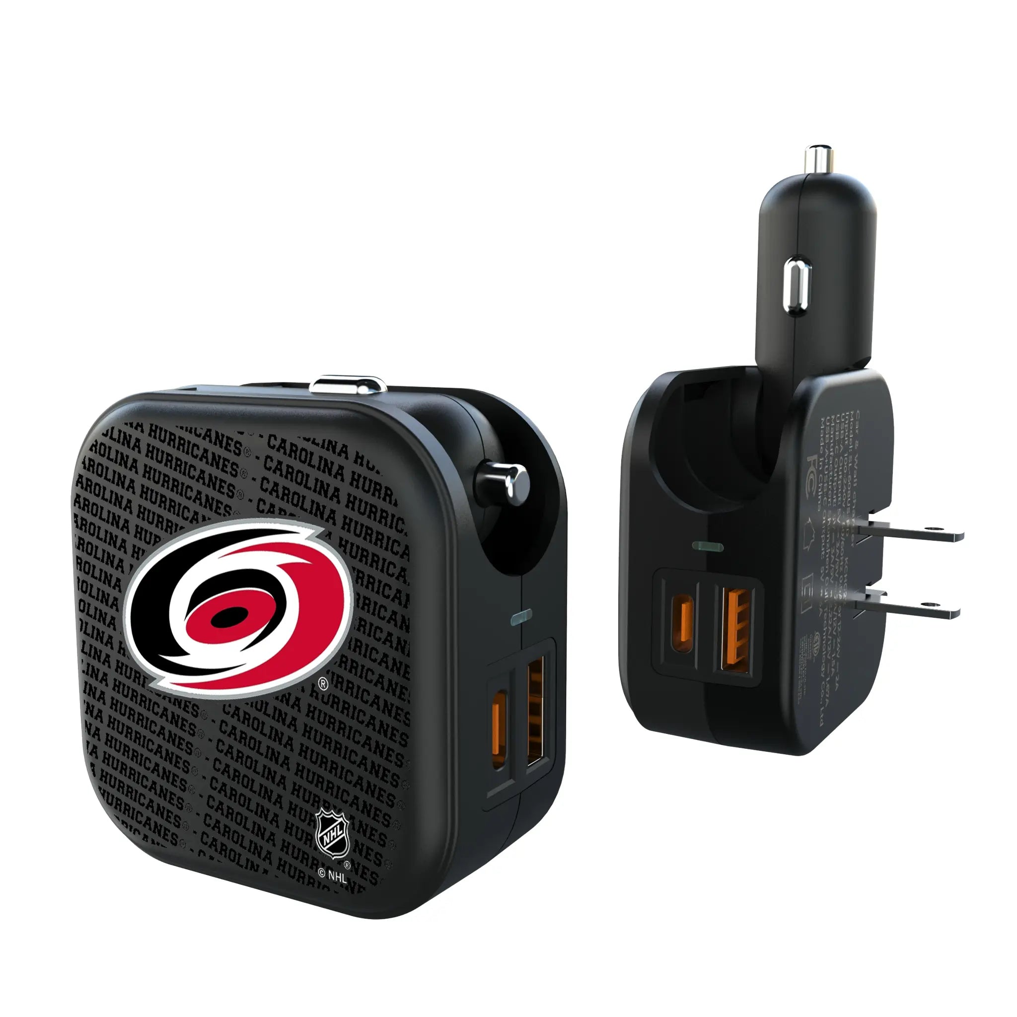 Carolina Hurricanes Text Backdrop 2 in 1 USB A/C Charger