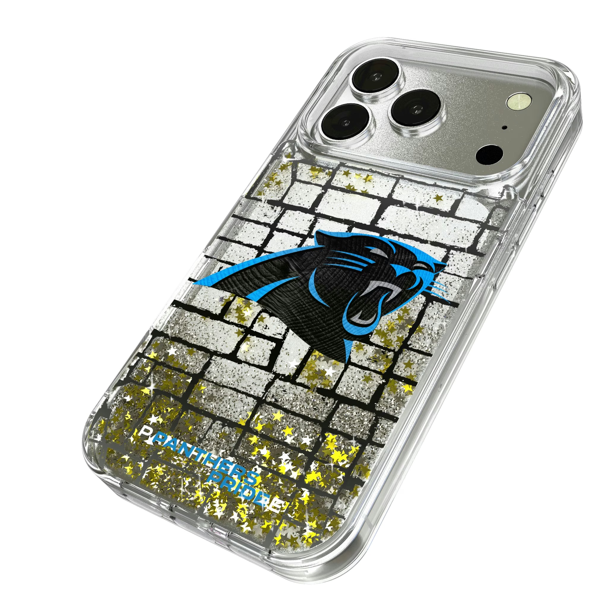 Carolina Panthers Brick iPhone Glitter Phone Case for Apple iPhone - Isometric View