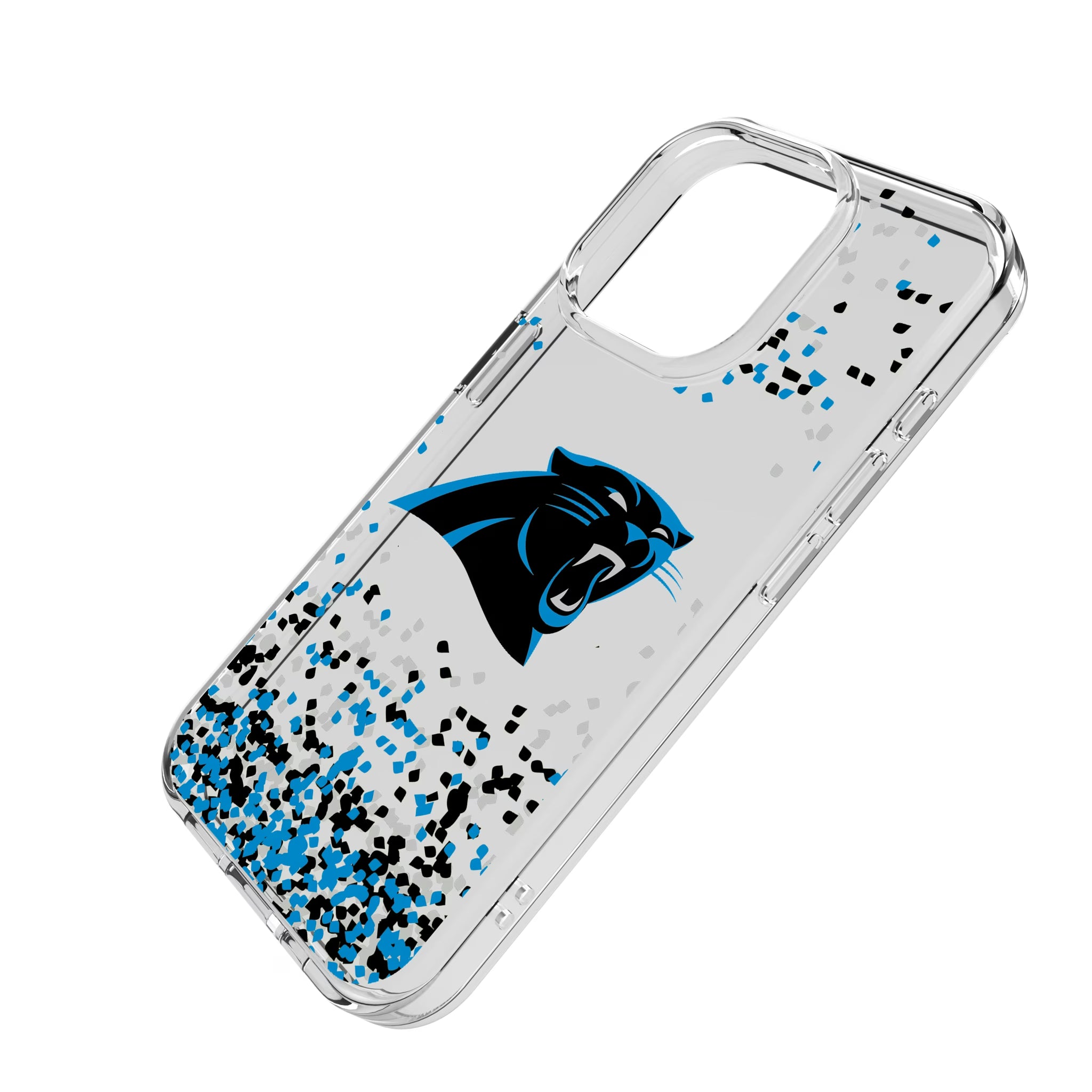 Carolina Panthers Confetti iPhone Clear Phone Case for Apple iPhone - Isometric View