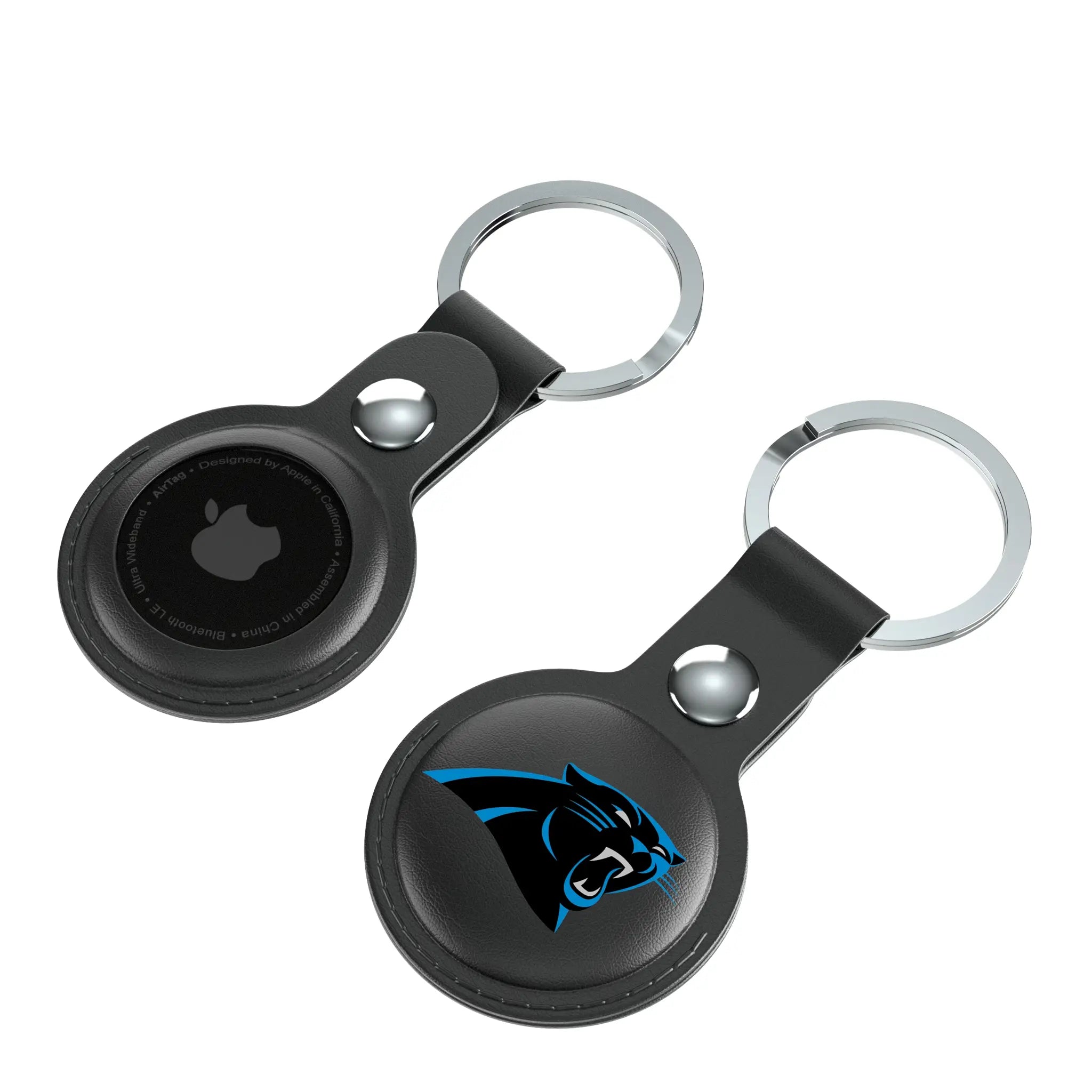 Carolina Panthers Insignia AirTag Black Airtag Holder 2-Pack - Isometric View