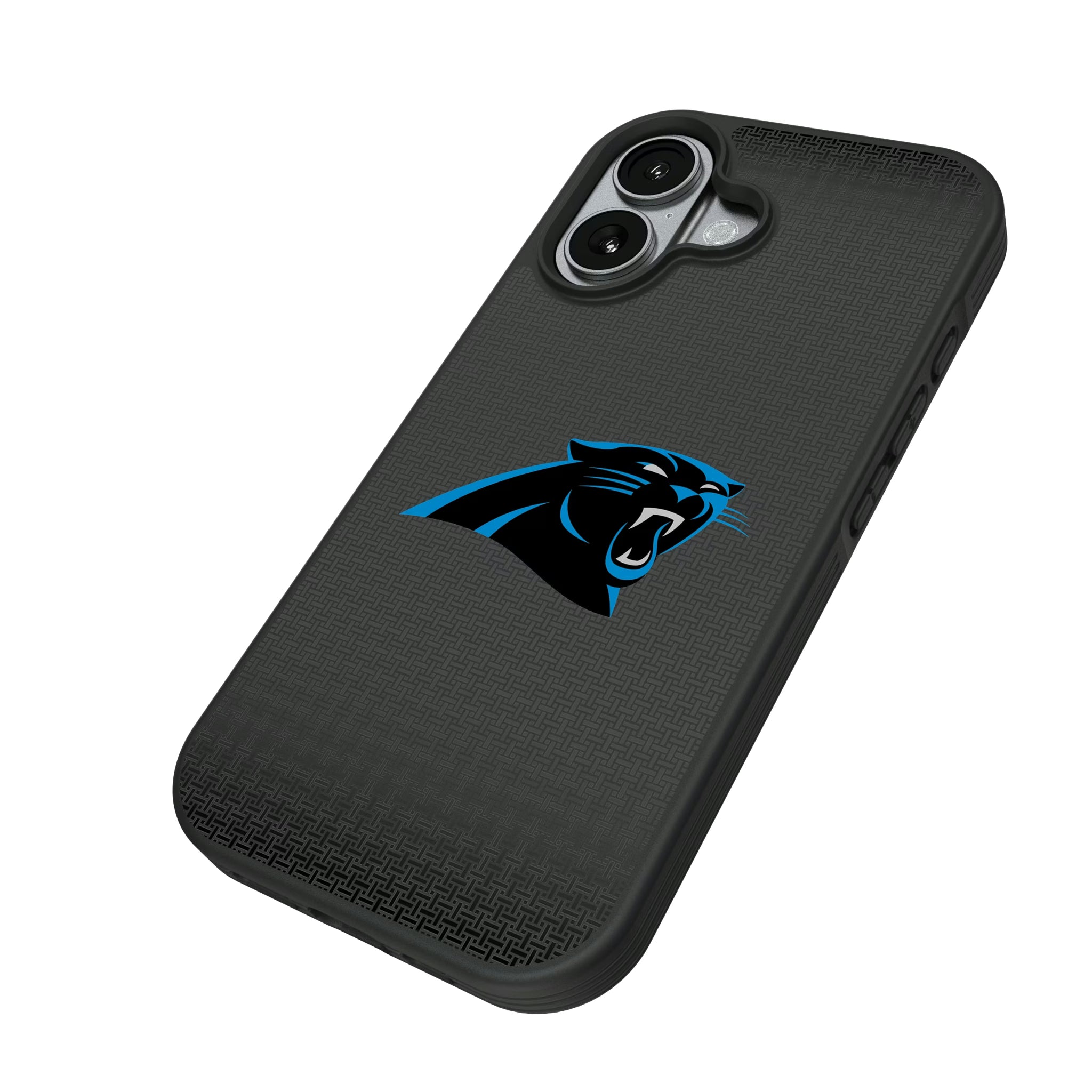 Carolina Panthers Linen iPhone Bump Phone Case for Apple iPhone - Isometric View#Device_iPhone 17