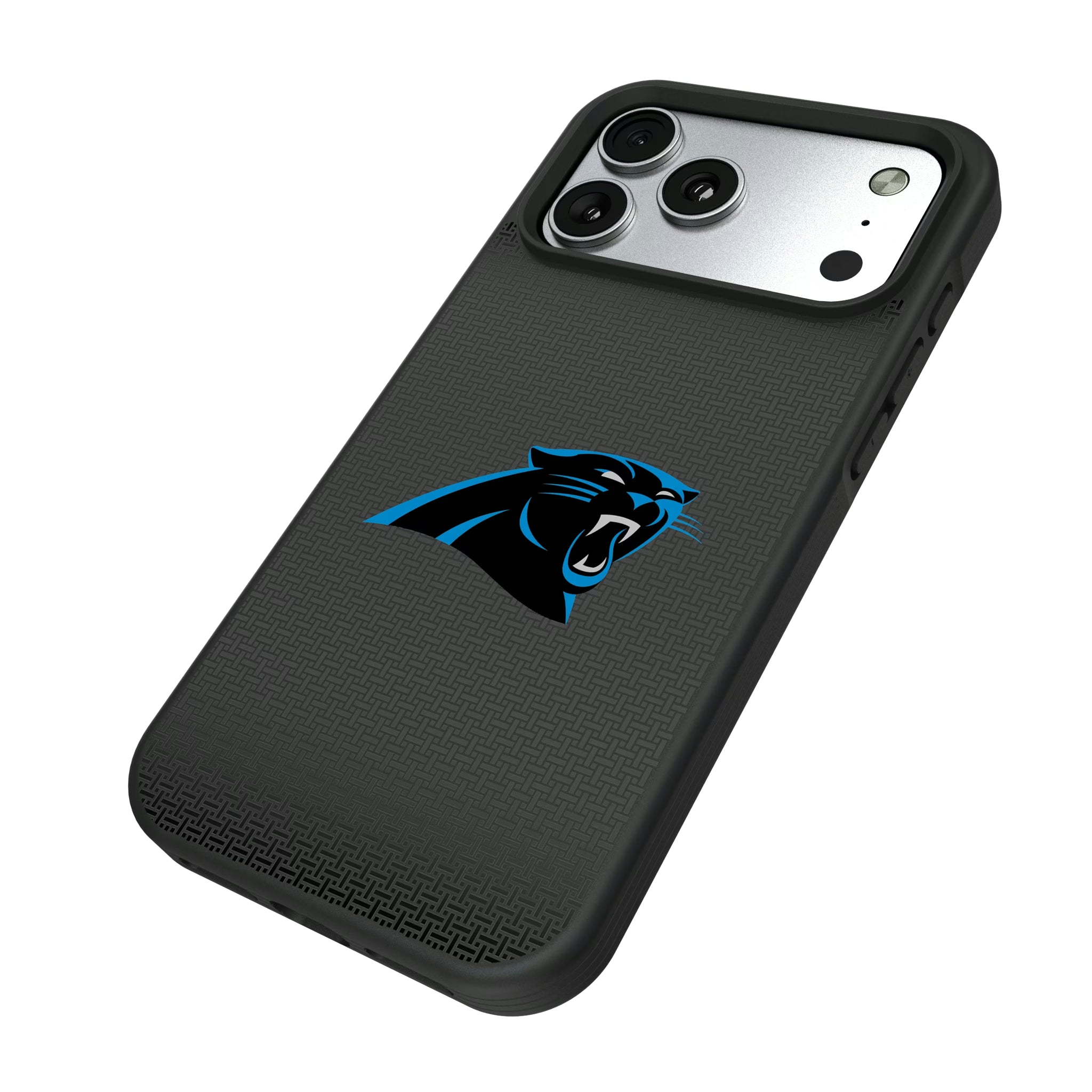 Carolina Panthers Linen iPhone Bump Phone Case for Apple iPhone - Isometric View#Device_iPhone 17 Pro Max