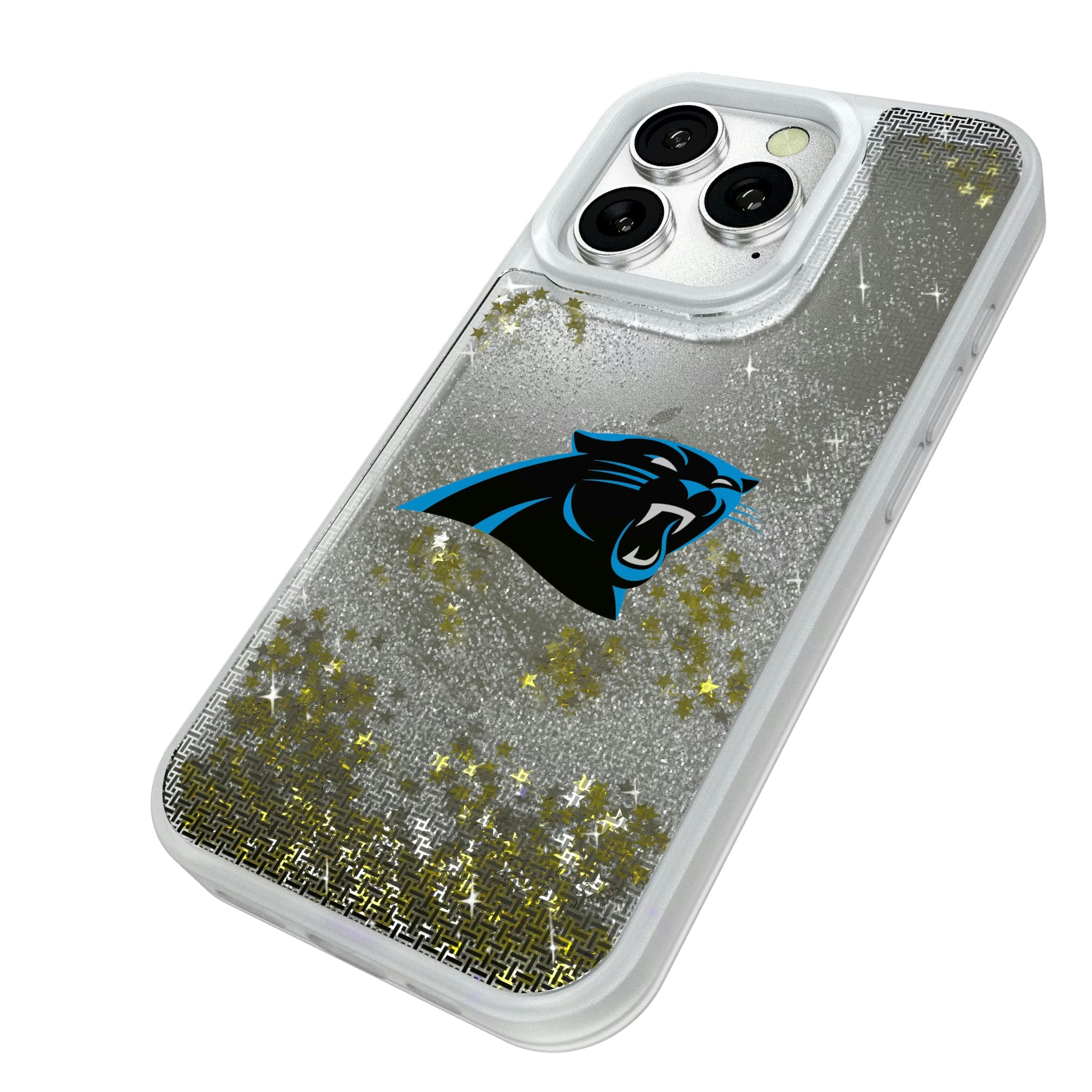 Carolina Panthers Linen iPhone Glitter Phone Case for Apple iPhone - Isometric View#Device_iPhone 16 Pro