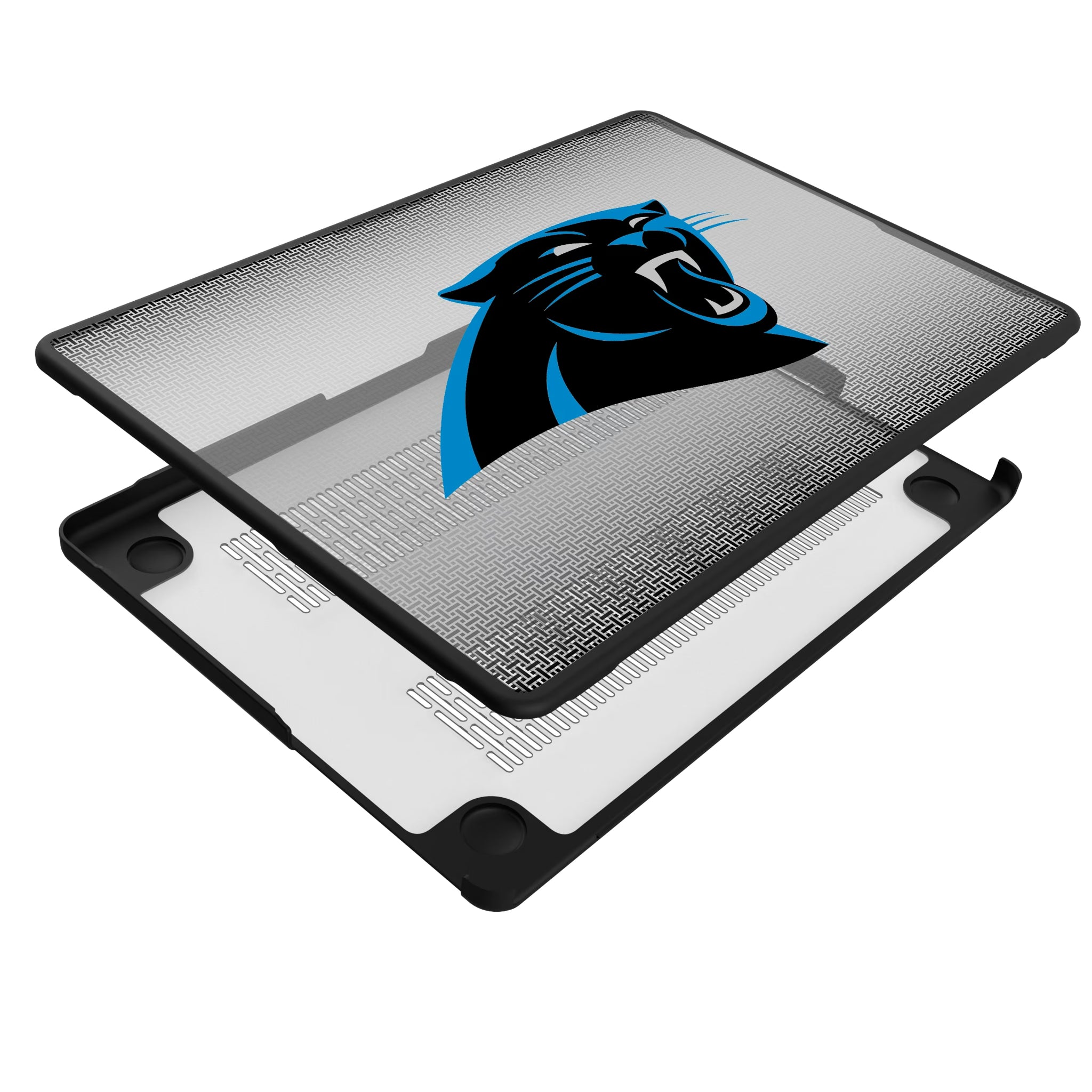 Carolina Panthers Linen MacBook Laptop Case for Apple MacBook - Isometric View#Device_MacBook Pro (14-inch, 2021) / MacBook Pro (14-inch, 2023) / MacBook Pro (14-inch, 2024)