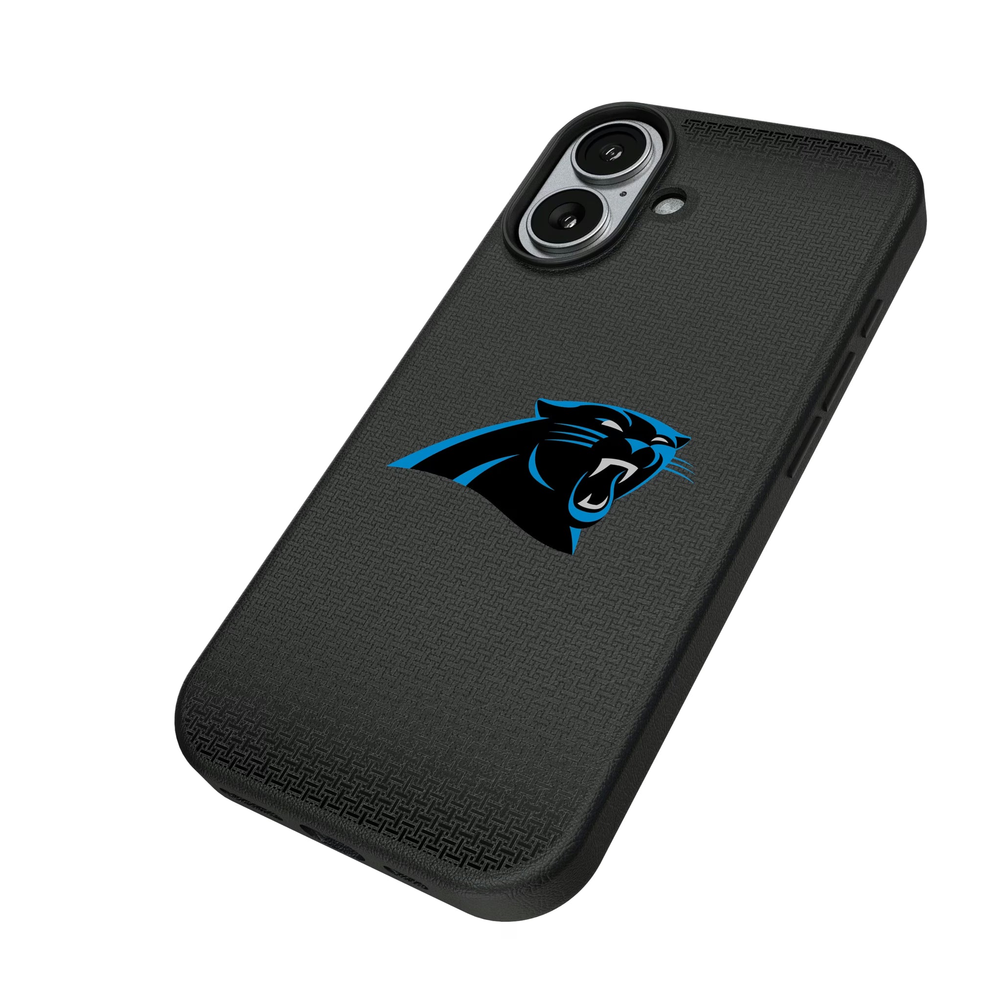 Carolina Panthers Linen iPhone MagSafe Compatible Phone Case for Apple iPhone - Isometric View#Device_iPhone 17
