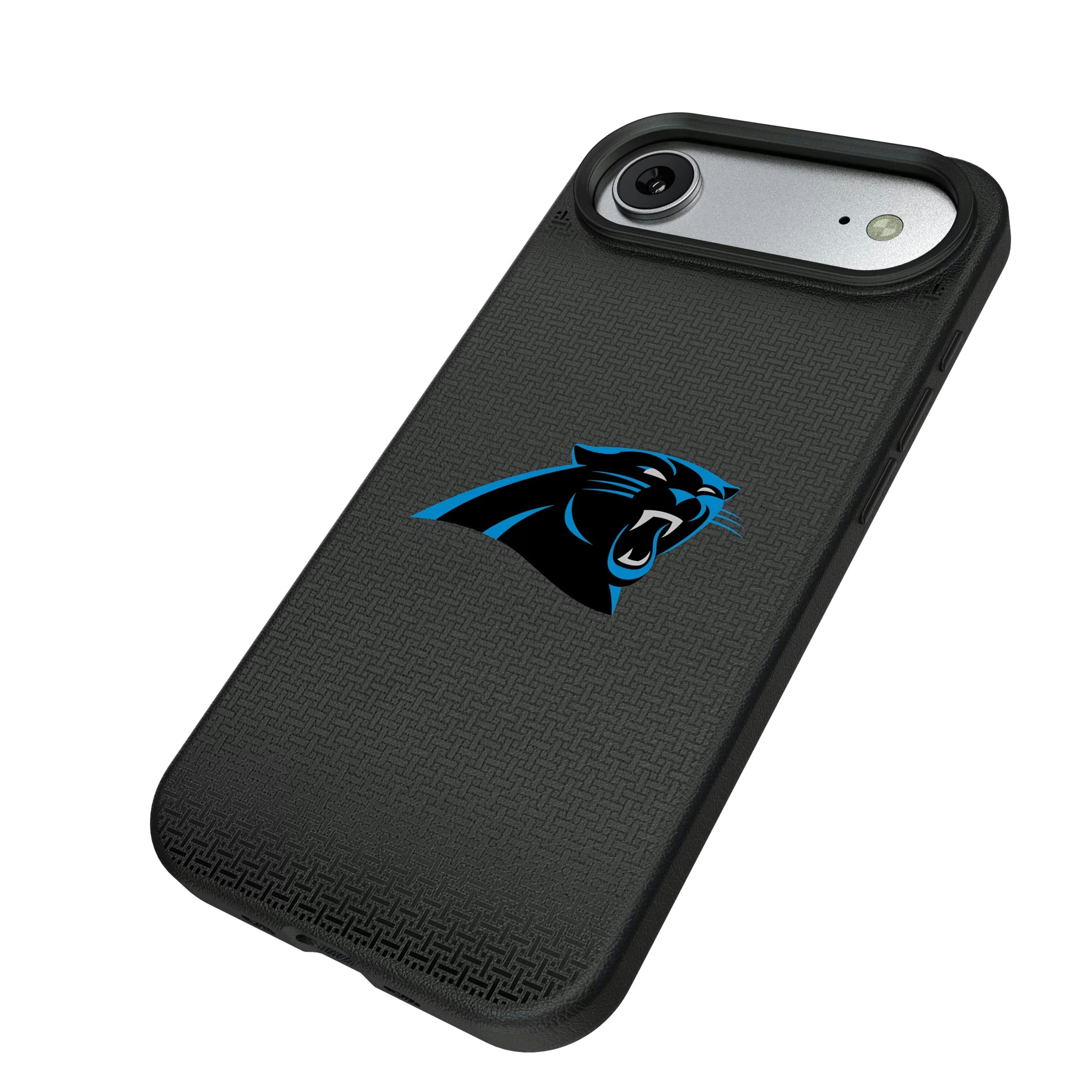 Carolina Panthers Linen iPhone MagSafe Compatible Phone Case for Apple iPhone - Isometric View#Device_iPhone Air