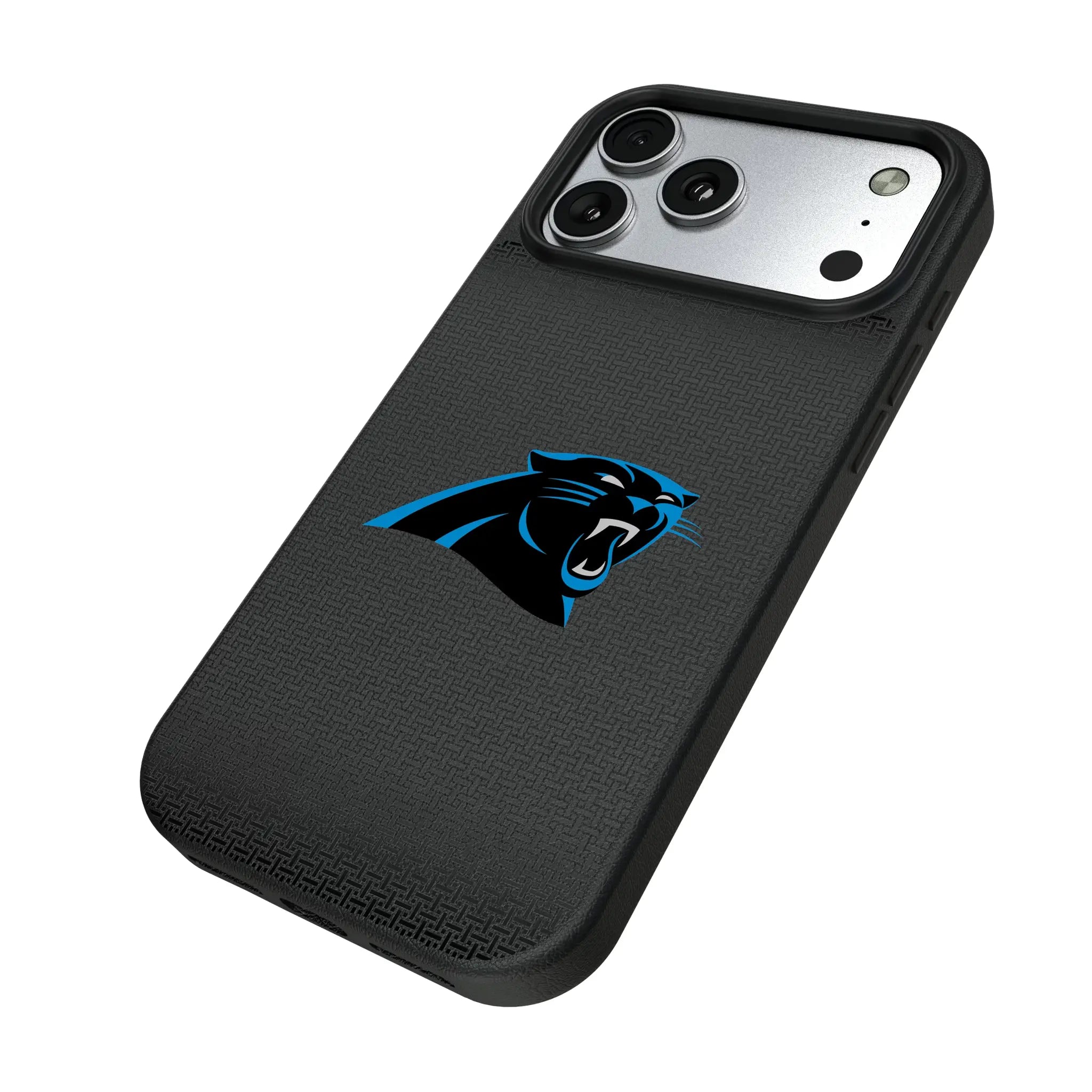 Carolina Panthers Linen iPhone MagSafe Compatible Phone Case for Apple iPhone - Isometric View#Device_iPhone 17 Pro Max