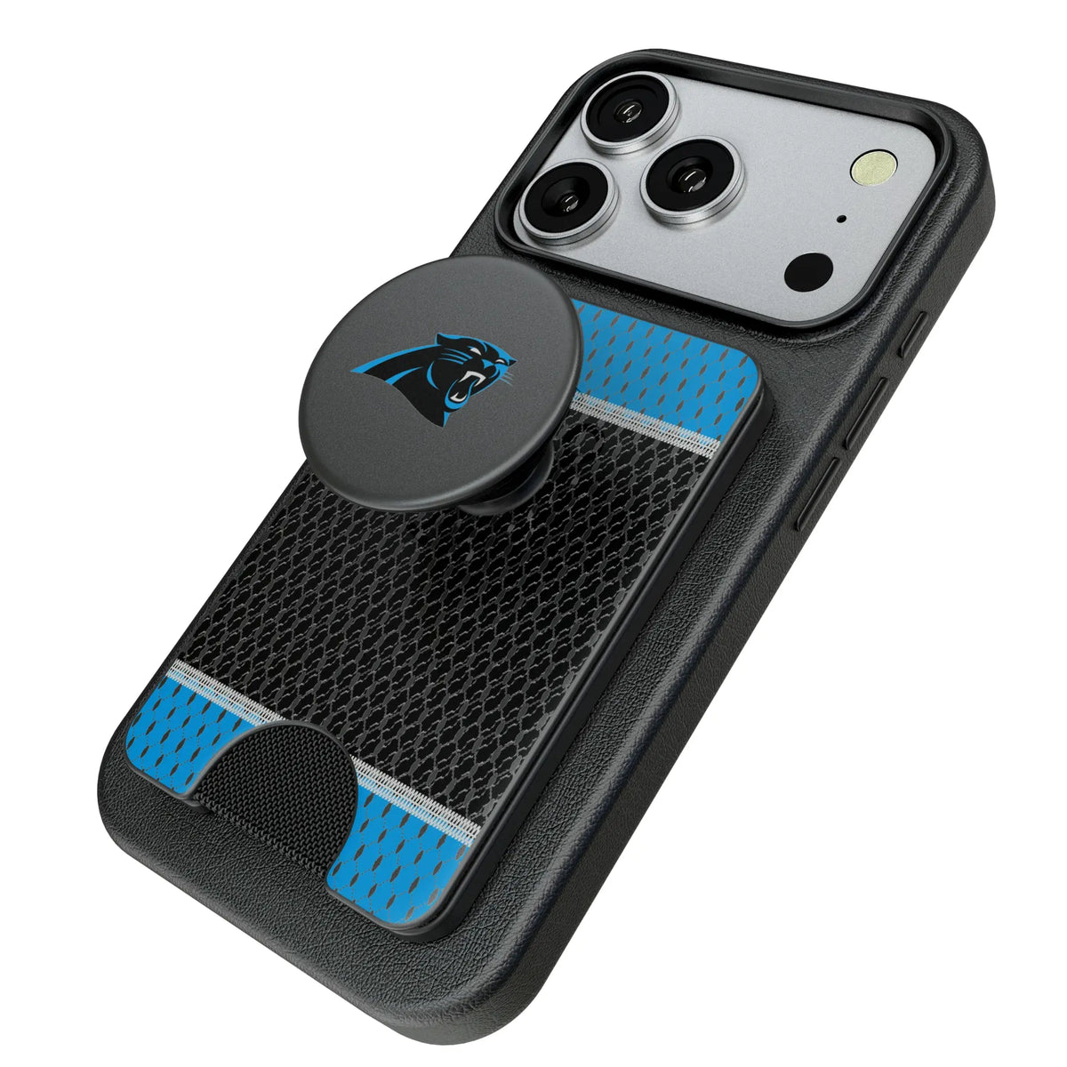 Carolina Panthers Mesh Popsockets Wallet Magnetic - Isometric View