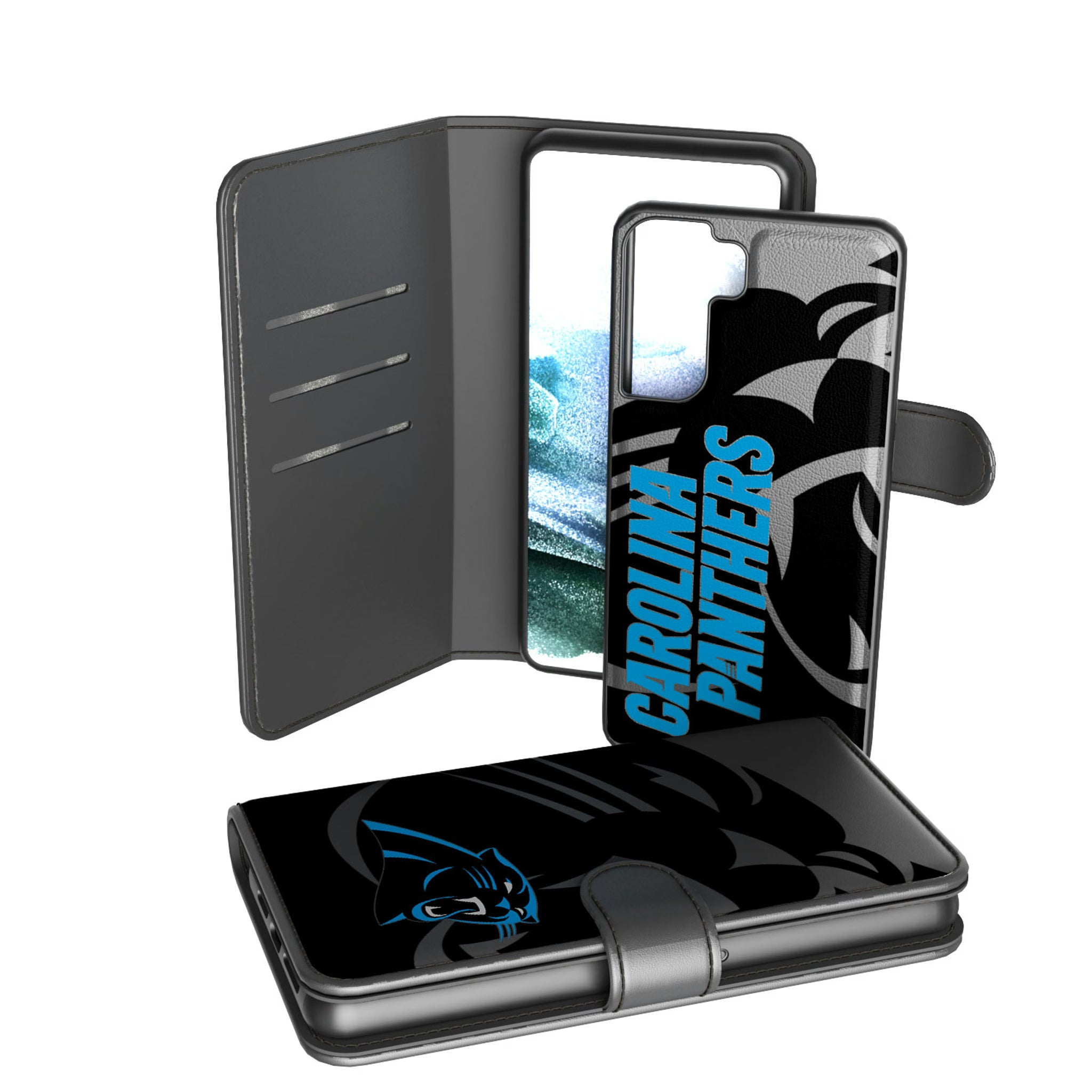 Carolina Panthers Monocolor Tilt Galaxy Wallet Phone Case for Samsung Galaxy
