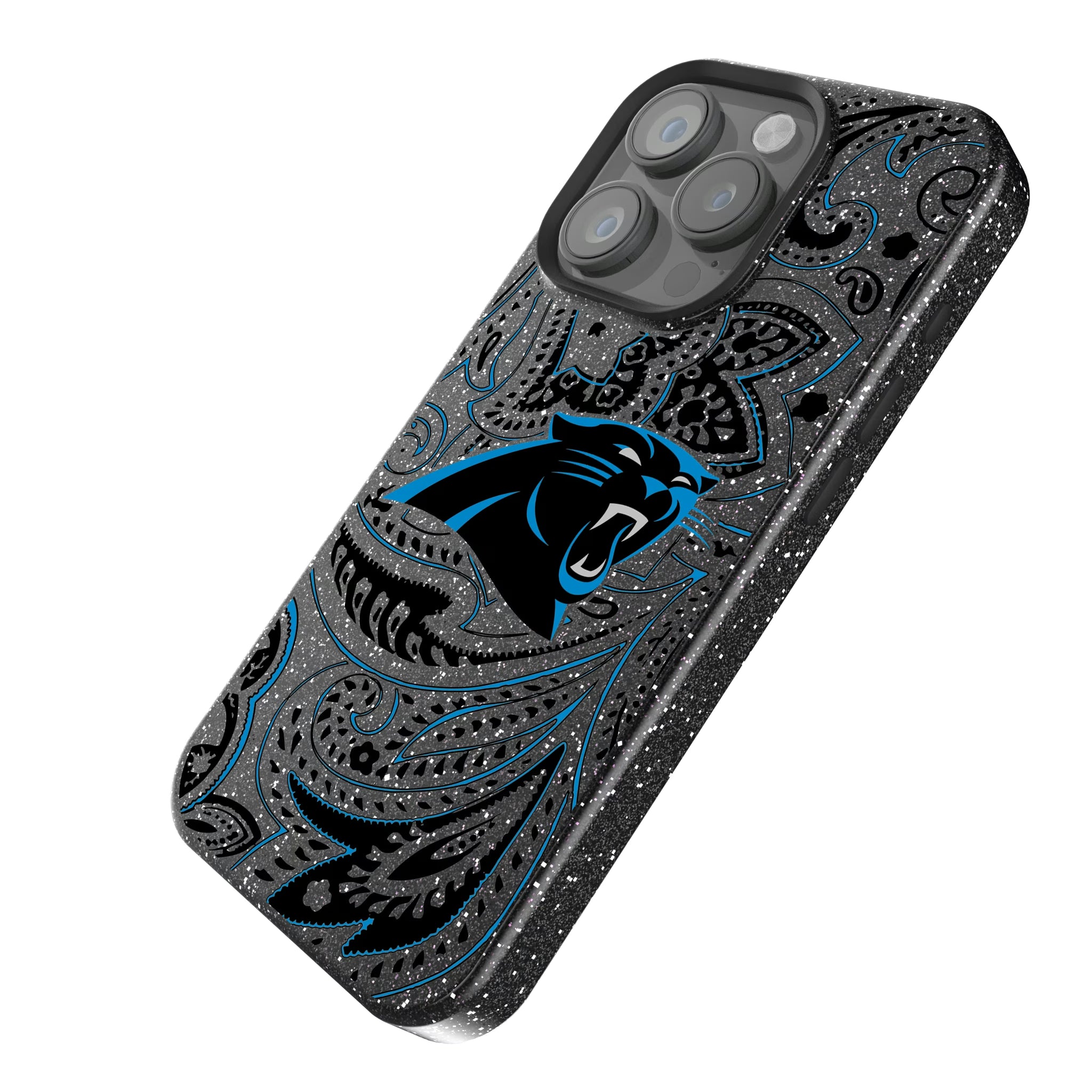 Carolina Panthers Paisley iPhone Bling Phone Case for Apple iPhone - Isometric View