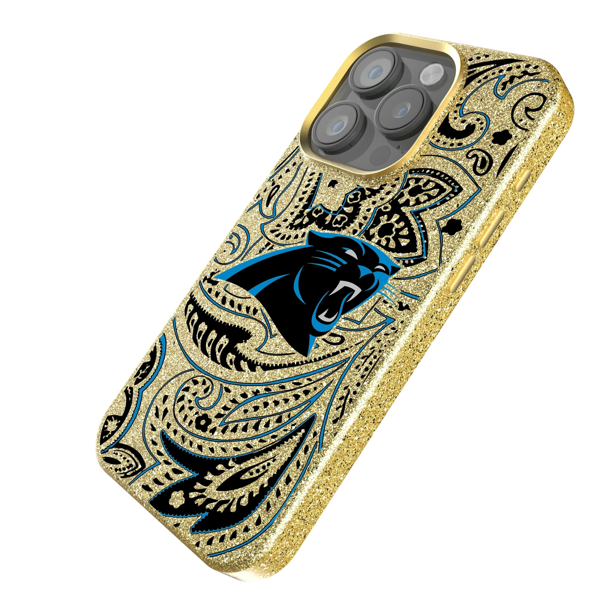 Carolina Panthers Paisley iPhone Bling Phone Case for Apple iPhone - Isometric View