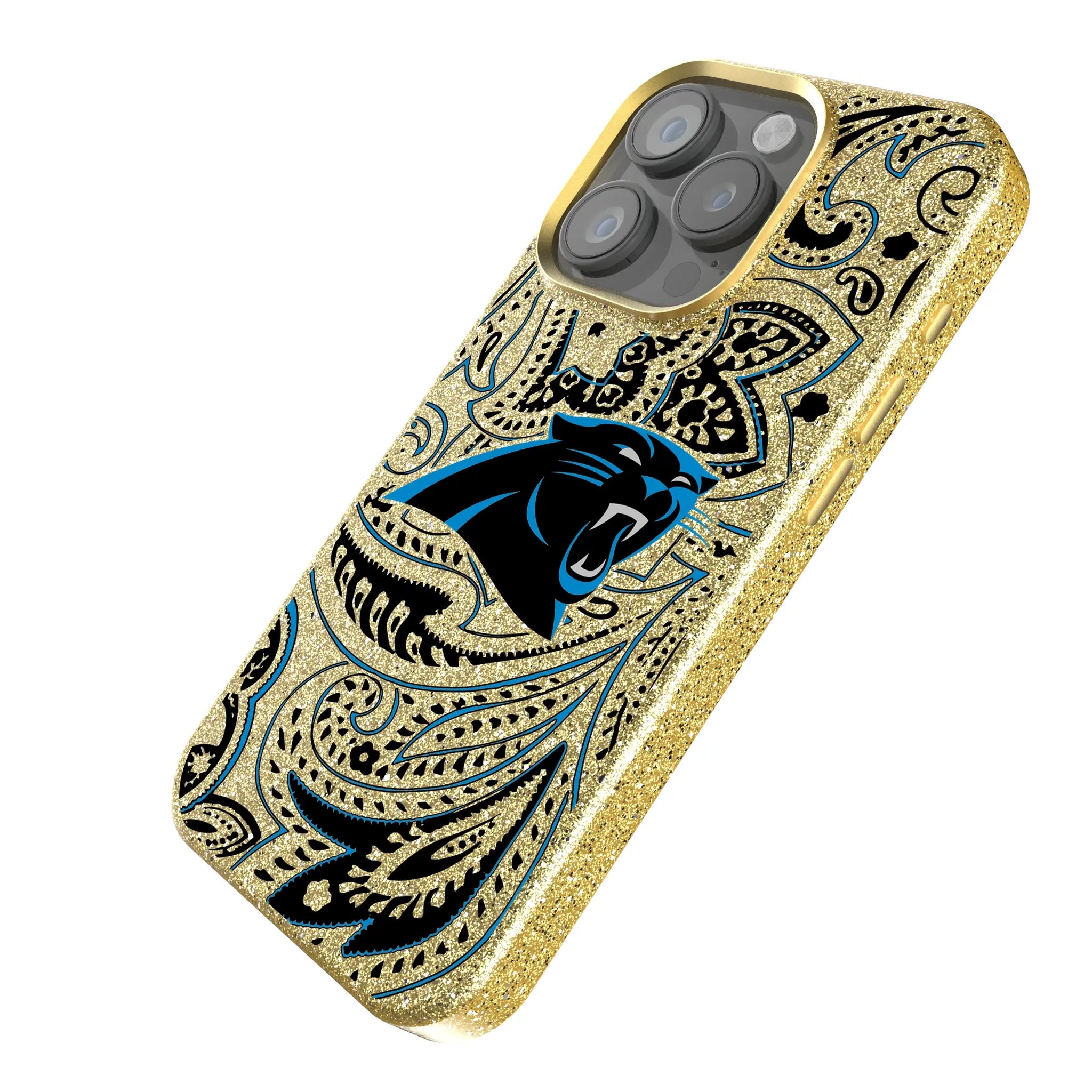Carolina Panthers Paisley iPhone Bling Phone Case for Apple iPhone - Isometric View