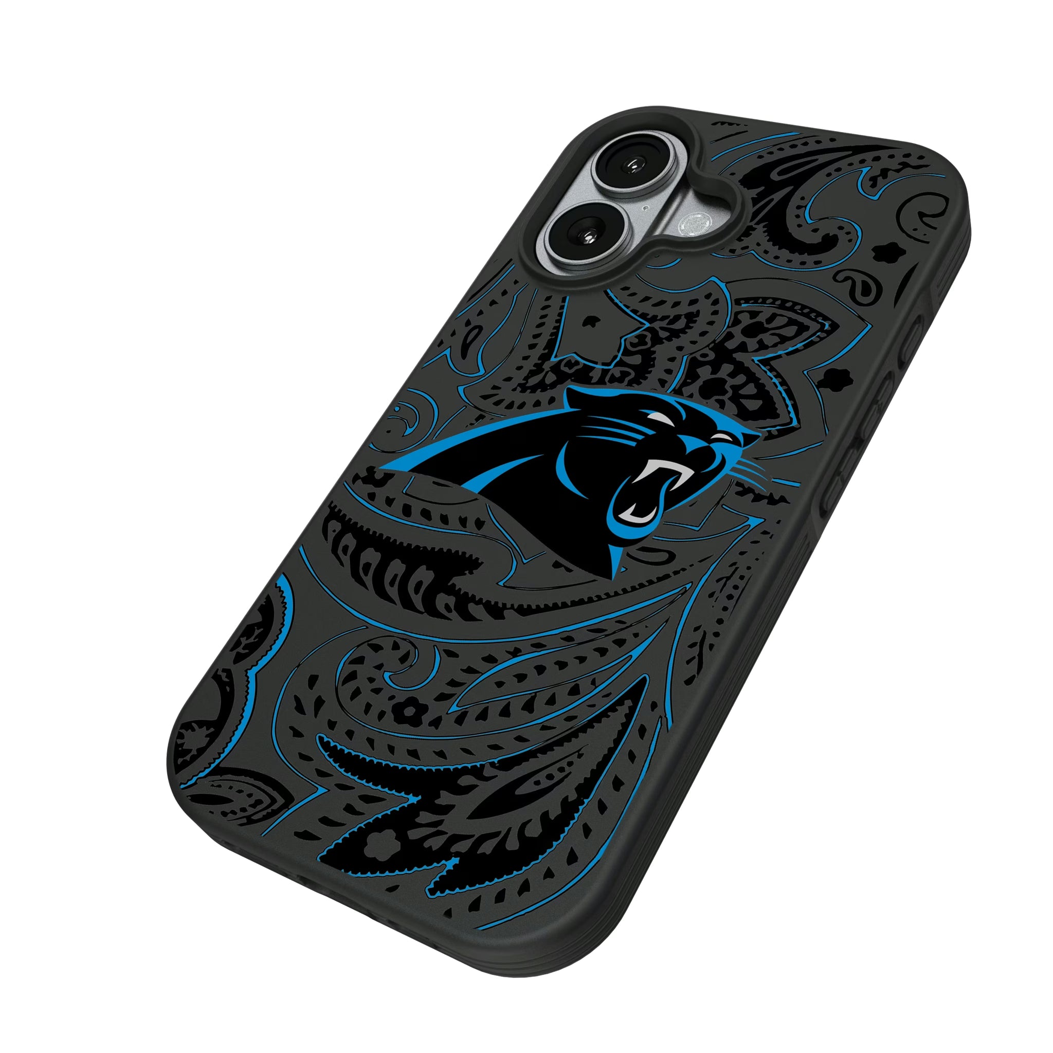 Carolina Panthers Paisley iPhone Bump Phone Case for Apple iPhone - Isometric View#Device_iPhone 17