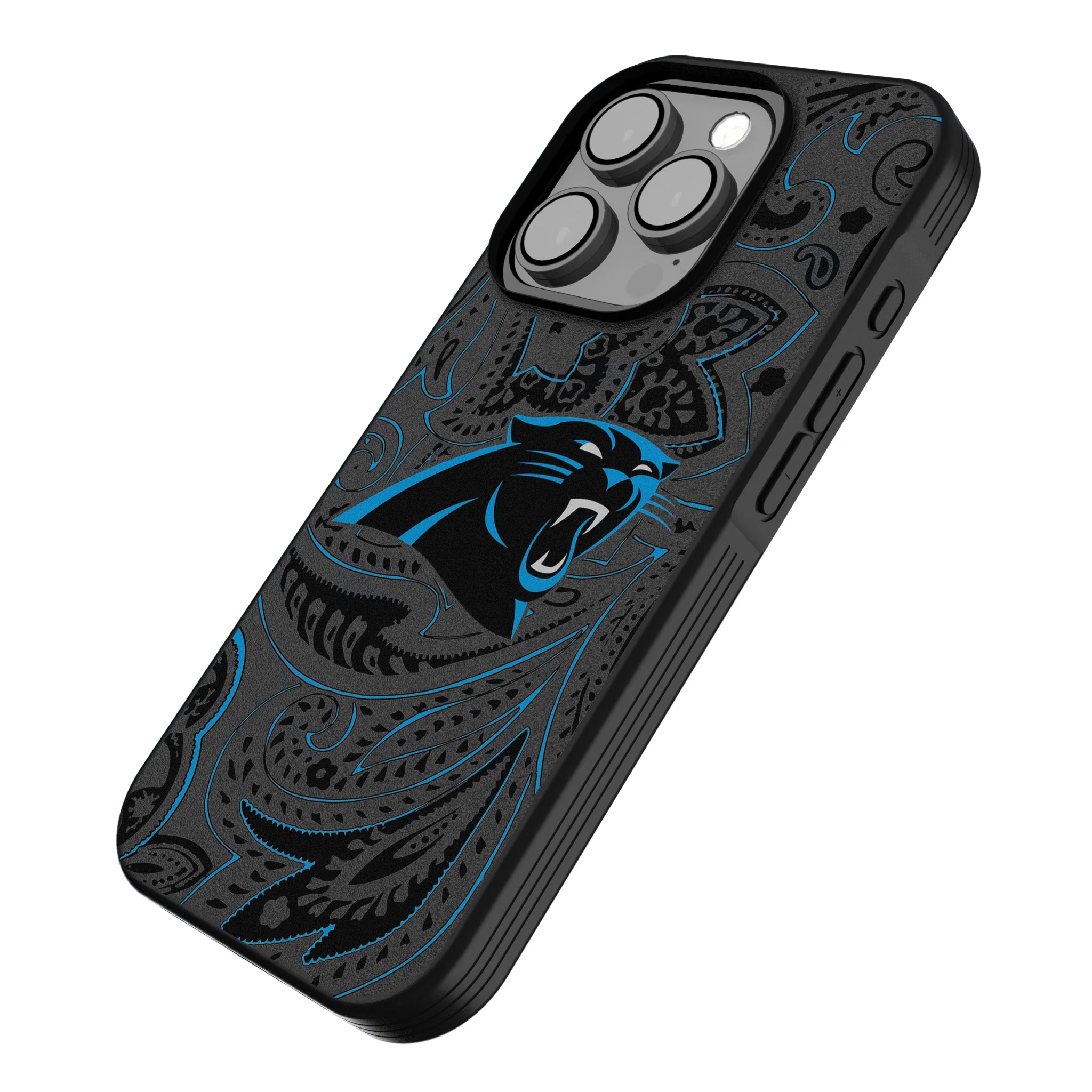 Carolina Panthers Paisley iPhone Bump Phone Case for Apple iPhone - Isometric View