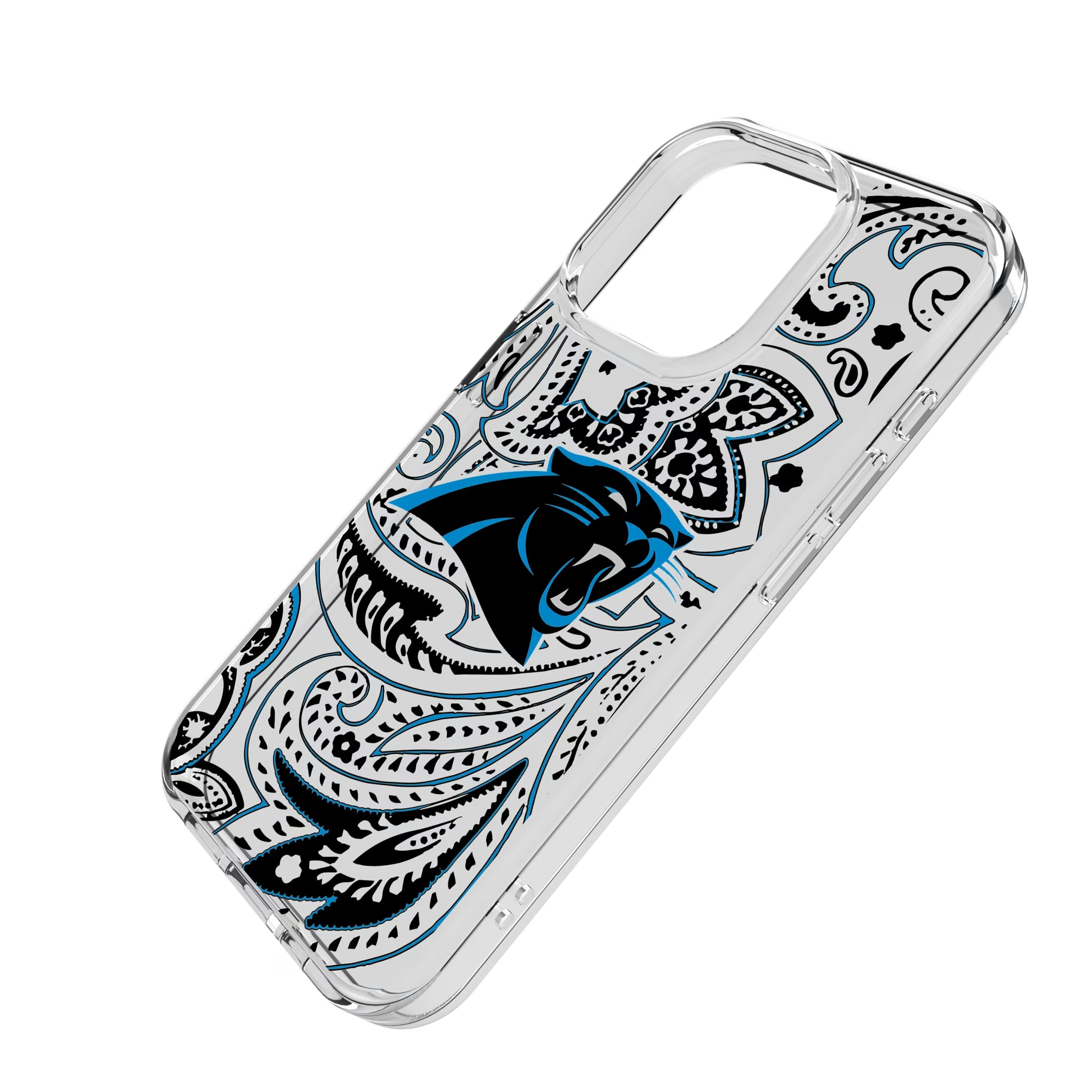 Carolina Panthers Paisley iPhone Clear Phone Case for Apple iPhone - Isometric View