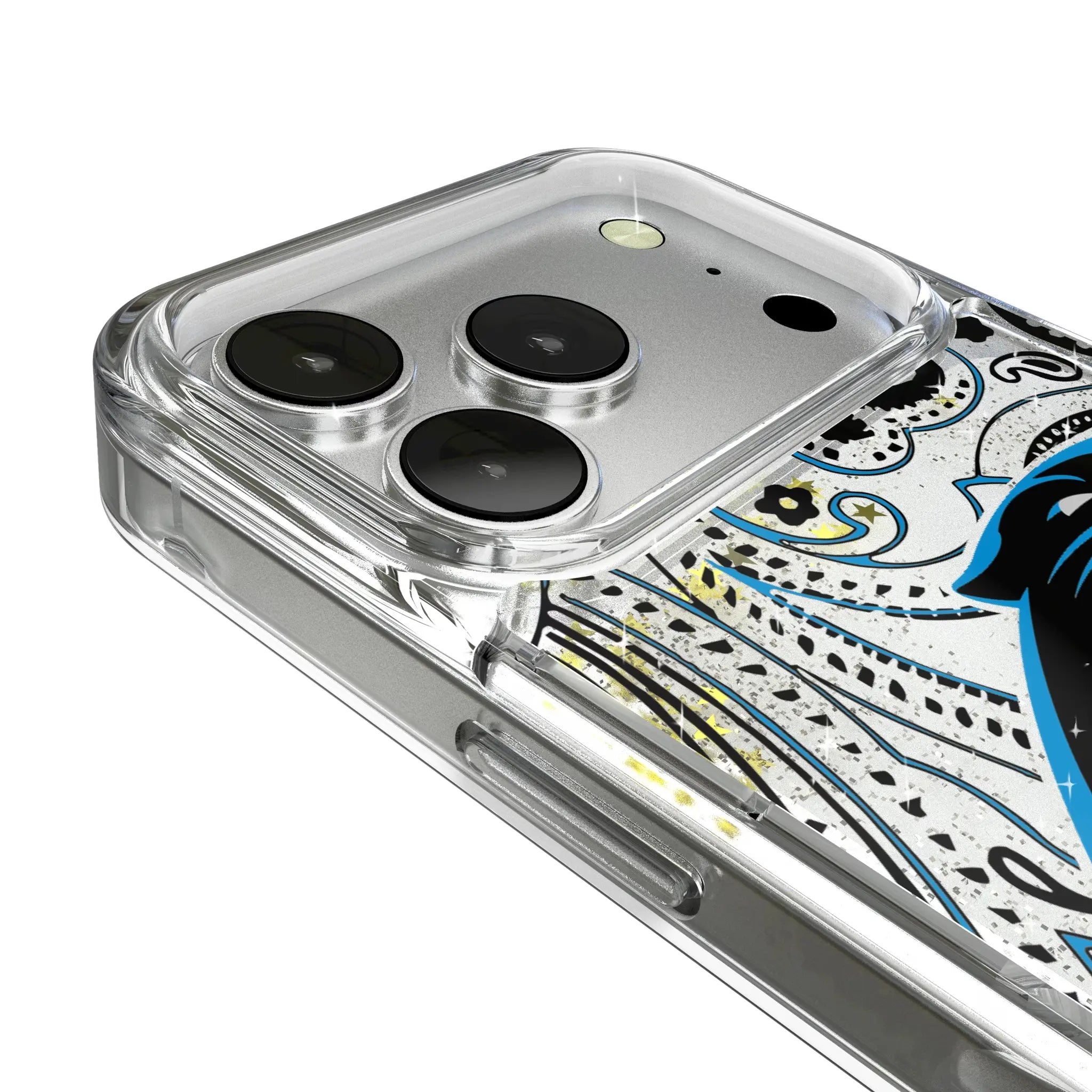 Carolina Panthers Paisley iPhone Glitter Phone Case for Apple iPhone - Detail