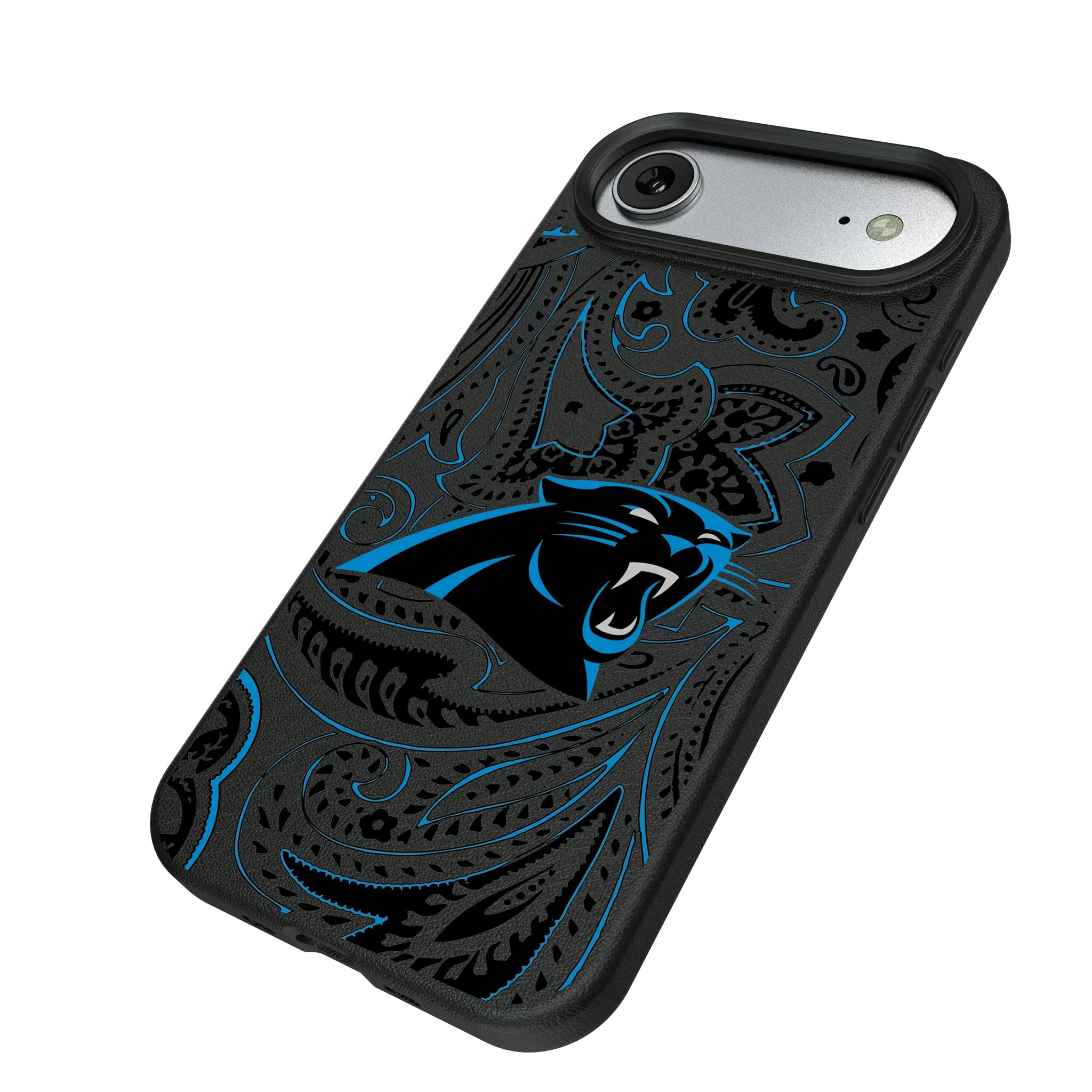 Carolina Panthers Paisley iPhone MagSafe Compatible Phone Case for Apple iPhone - Isometric View#Device_iPhone Air