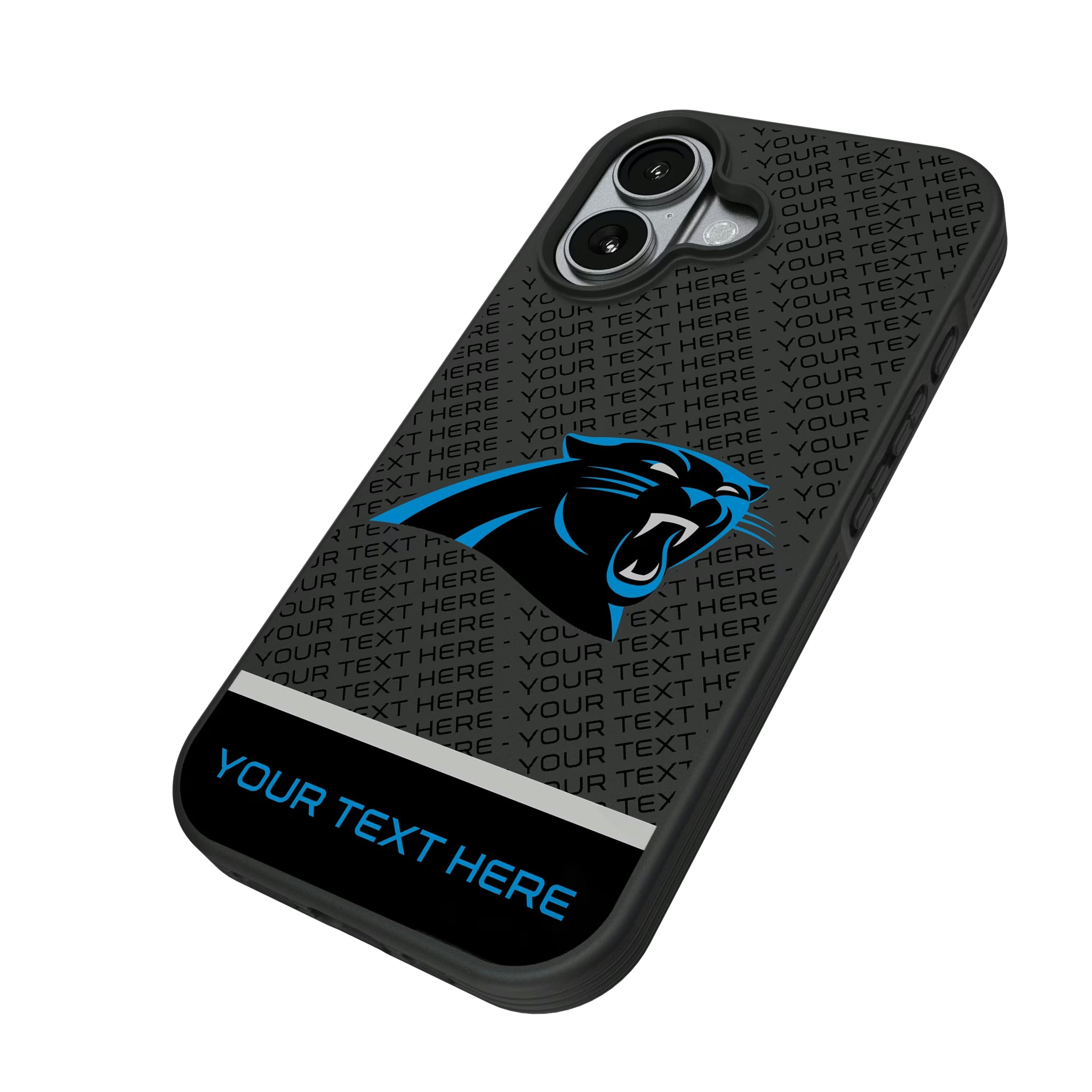 Carolina Panthers Personalized EndZone Plus iPhone Bump Phone Case for Apple iPhone - Isometric View#Device_iPhone 17