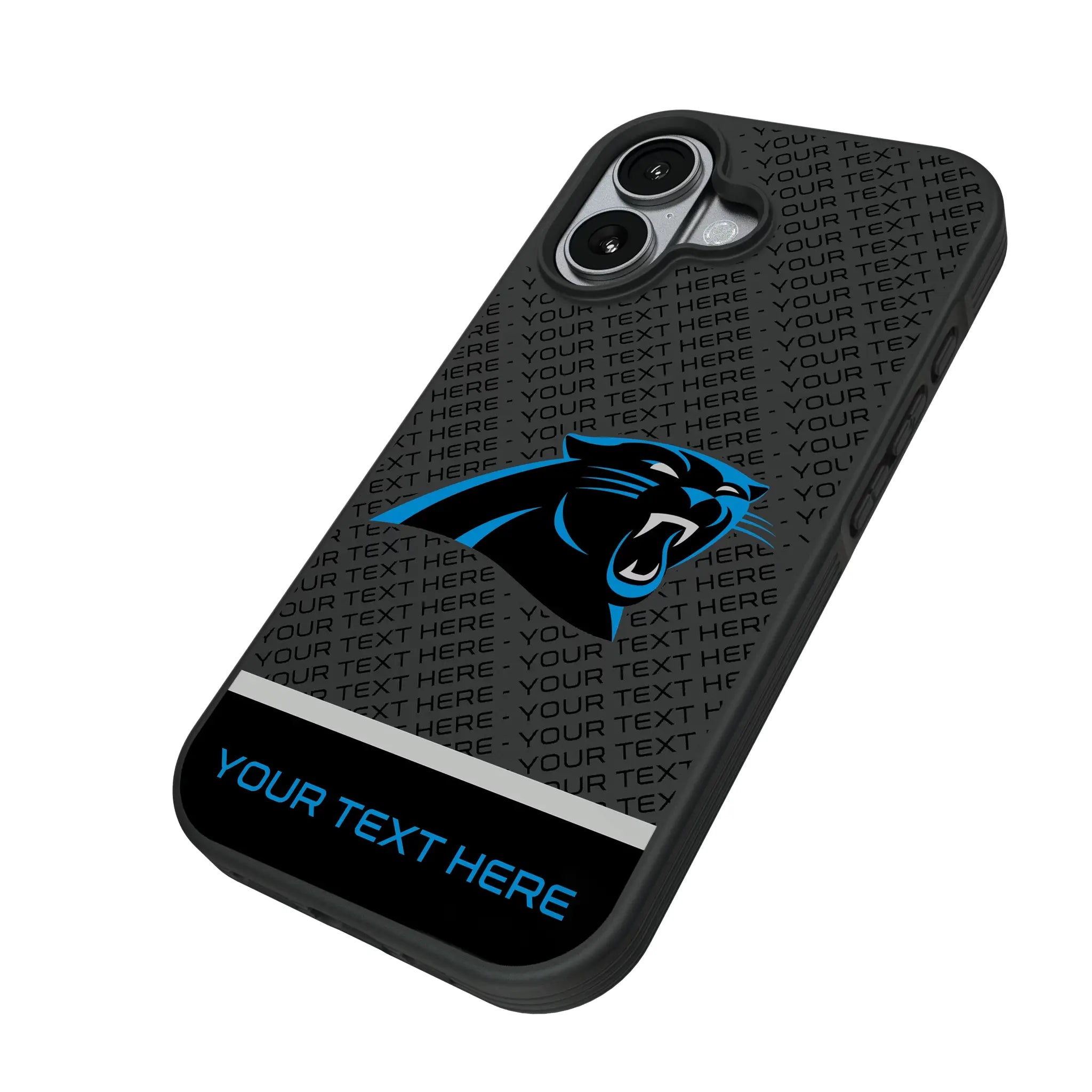 Carolina Panthers Personalized EndZone Plus iPhone Bump Phone Case for Apple iPhone - Isometric View#Device_iPhone 17