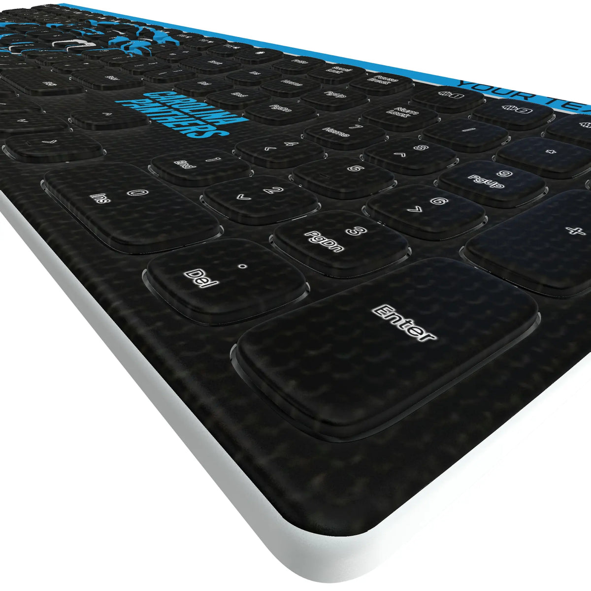Carolina Panthers Personalized Endzone Solid KKB605 Curved Wireless Keyboard - Detail