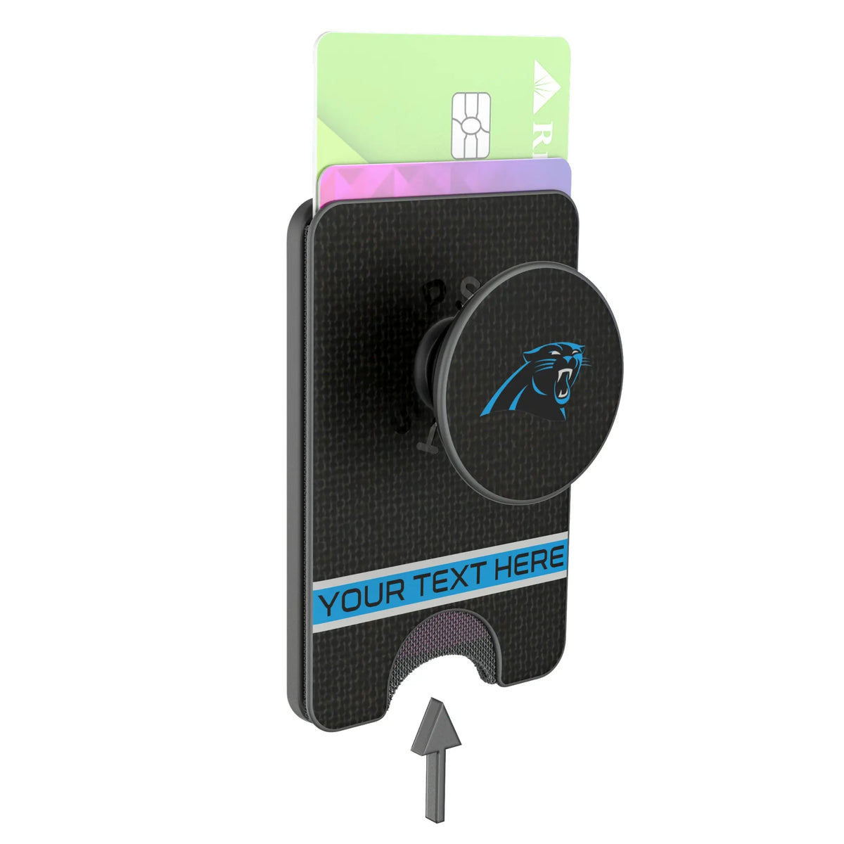 Carolina Panthers Personalized Endzone Solid Popsockets Wallet Magnetic - Detail