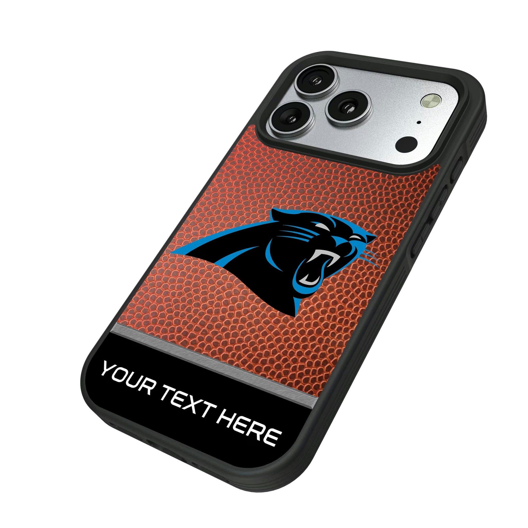 Carolina Panthers Personalized Football iPhone Bump Phone Case for Apple iPhone - Isometric View#Device_iPhone 17 Pro