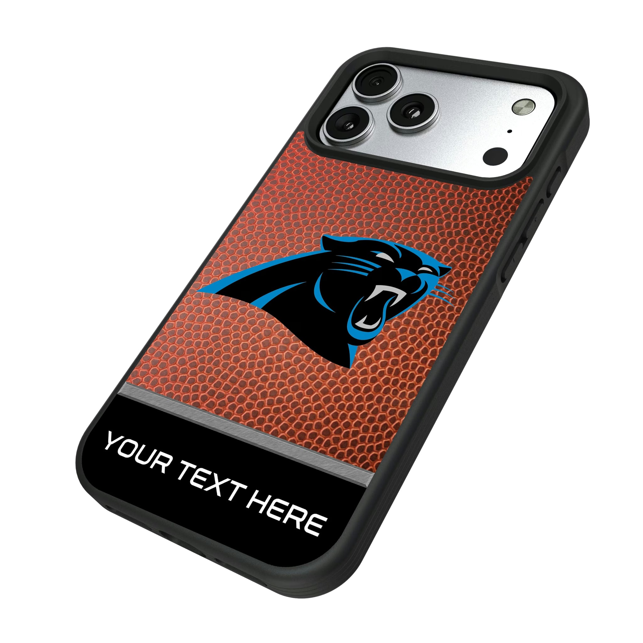 Carolina Panthers Personalized Football iPhone Bump Phone Case for Apple iPhone - Isometric View#Device_iPhone 17 Pro Max